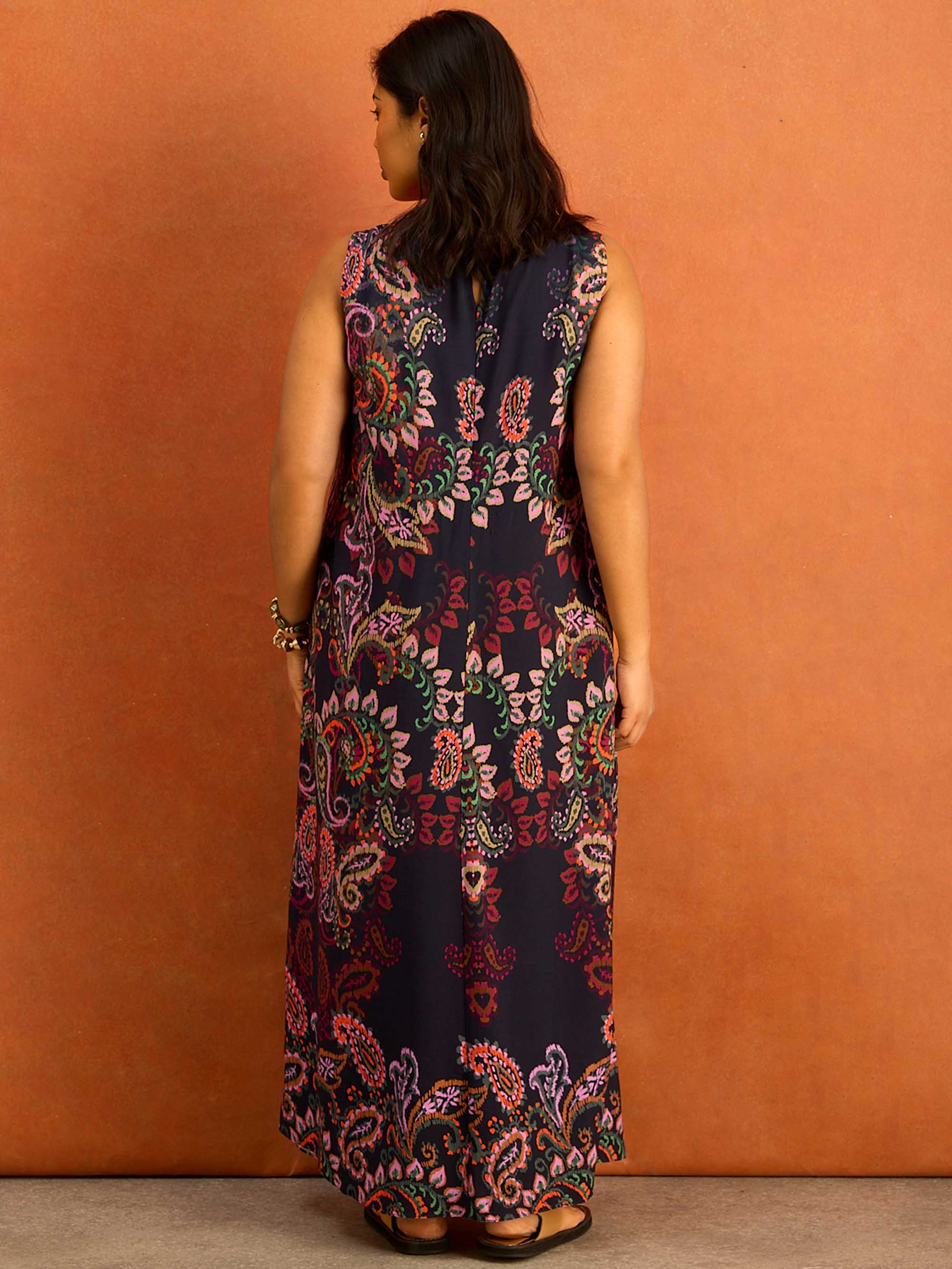 Navy Paisley Print Maxi Dress - Image 5
