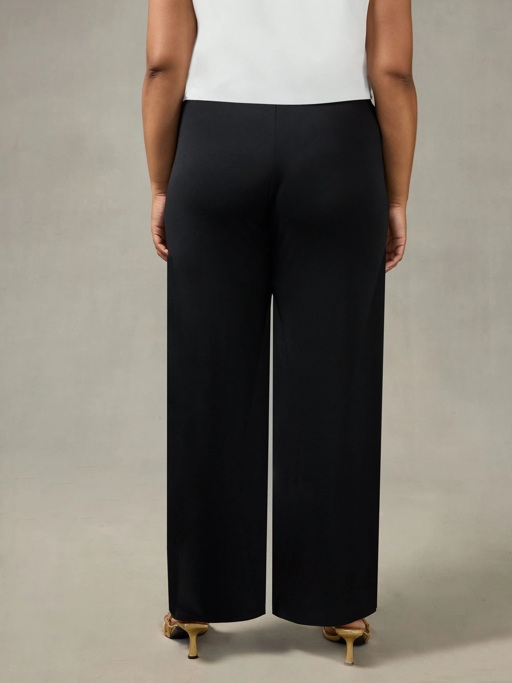 Black Palazzo French Crepe Jersey Trouser - Image 3