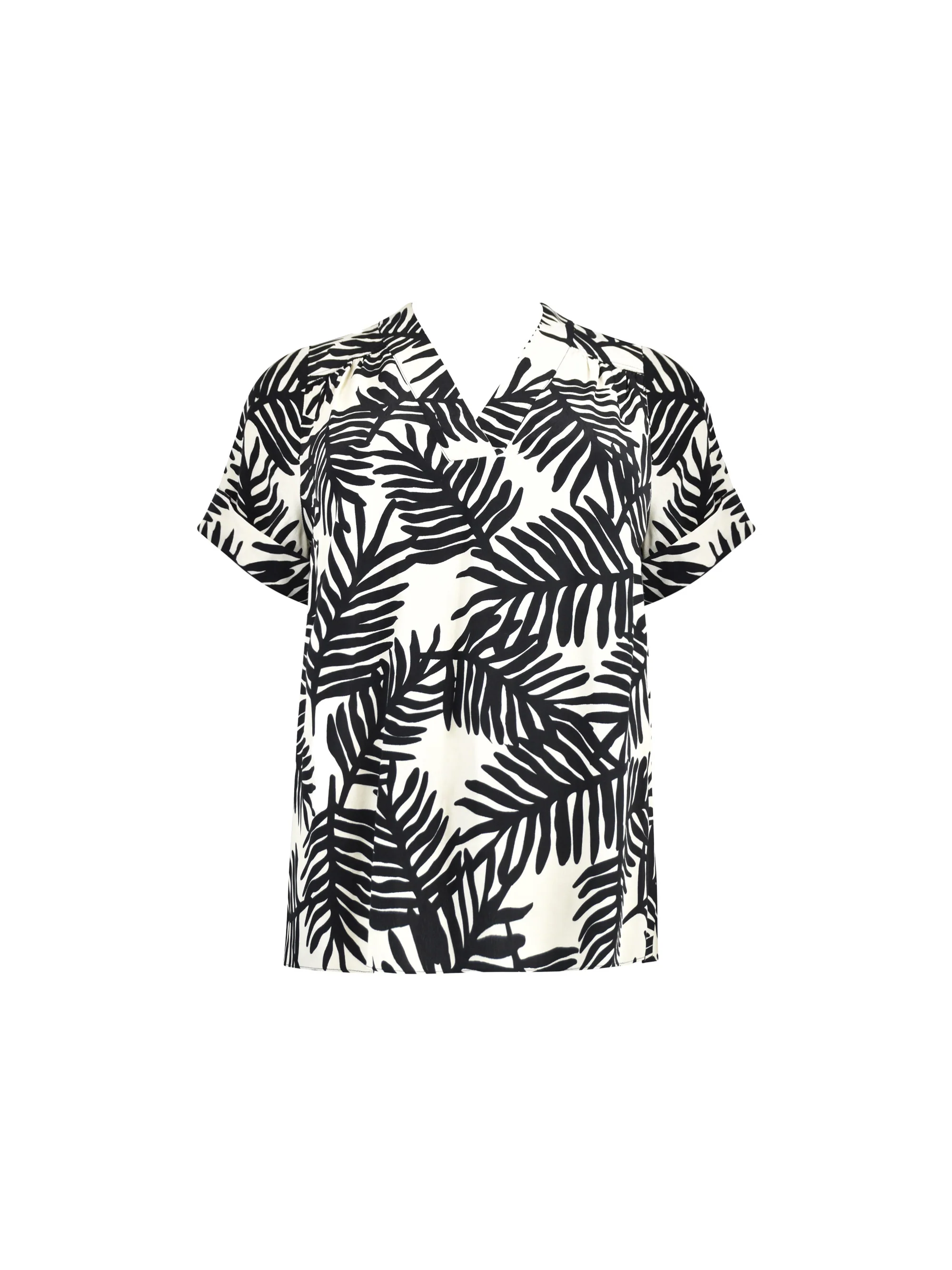 Black Palm Print V-Neck Blouse - Image 4