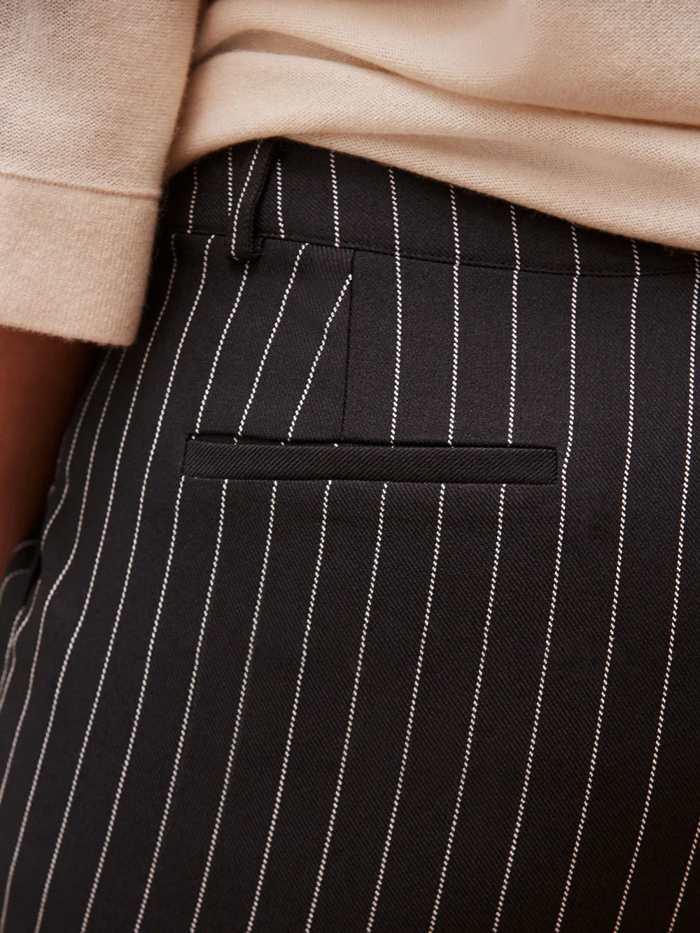 Black Pinstripe Tapered Tailored Trouser - Image 2