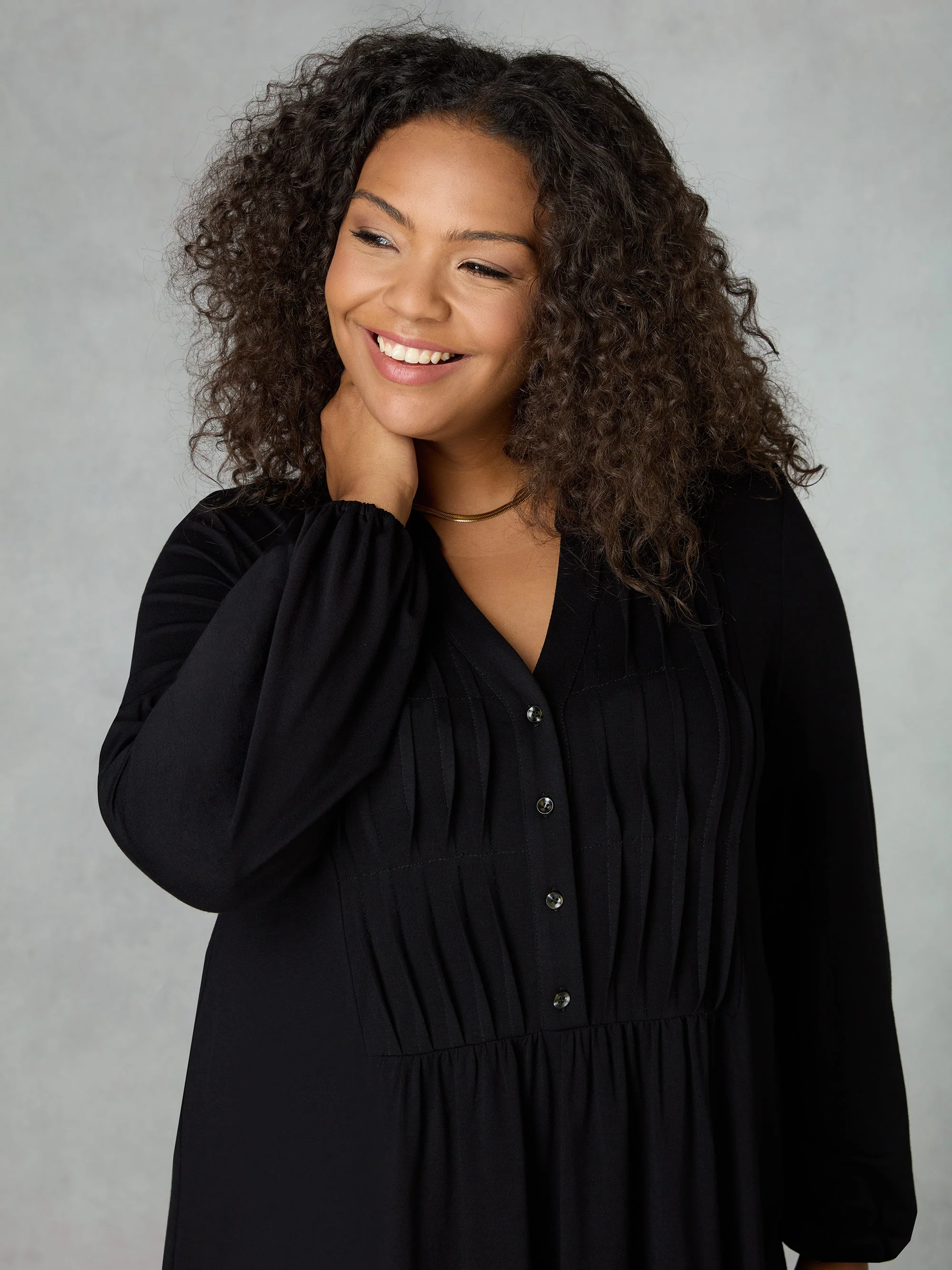 Black Pintuck Yoke Jersey Tunic - Image 2