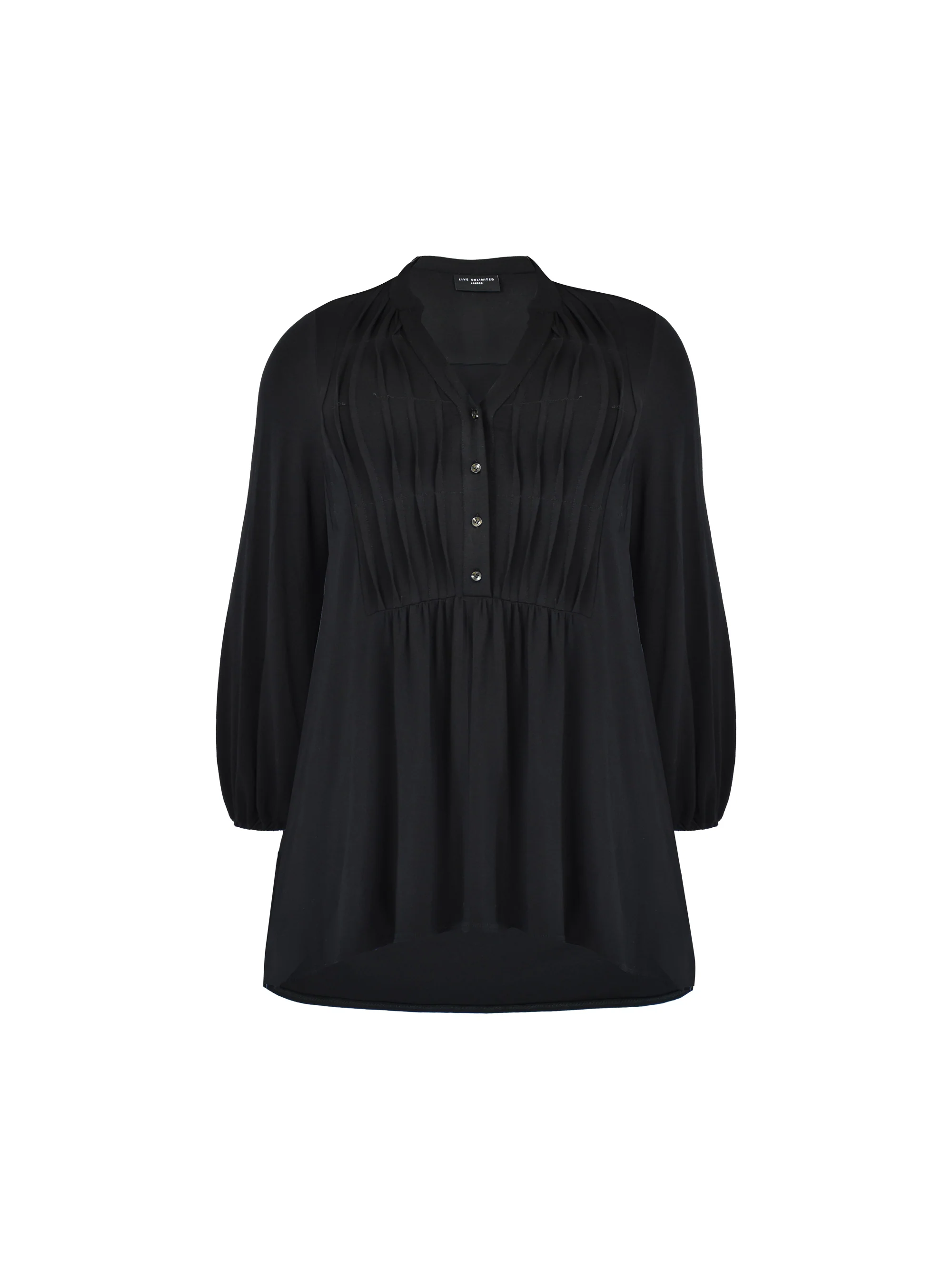 Black Pintuck Yoke Jersey Tunic - Image 4