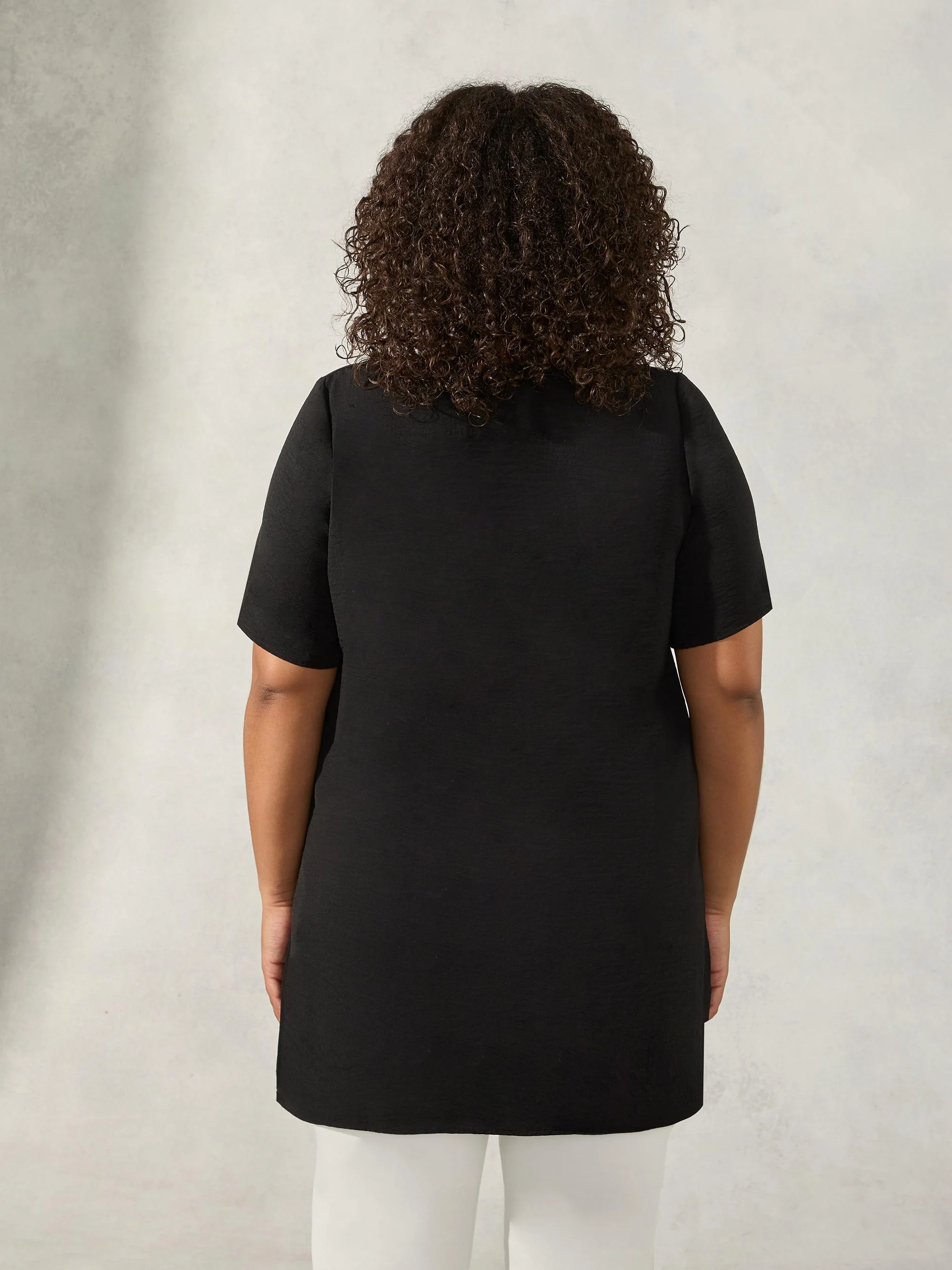 Black Pleat Front High Low Tunic - Image 3