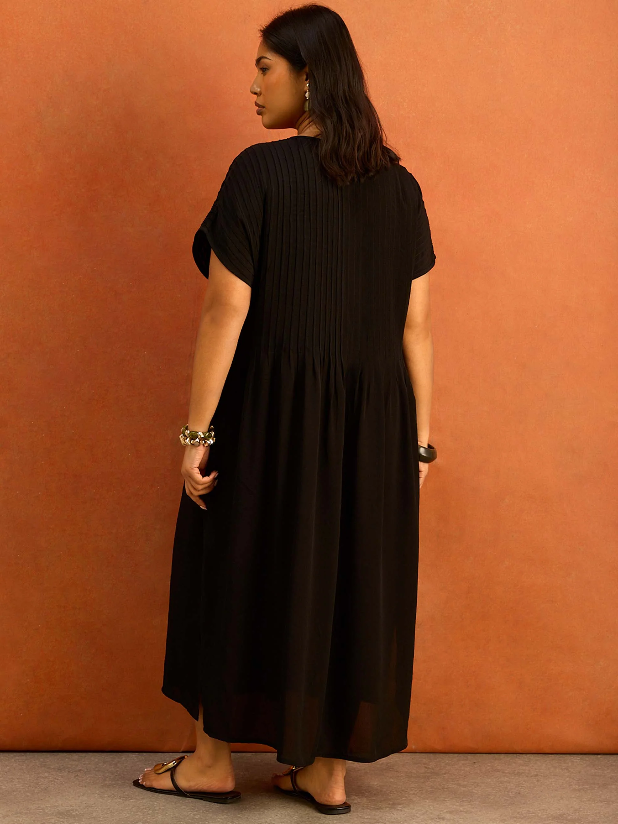 Black Pleated Midi Dress - Image 5