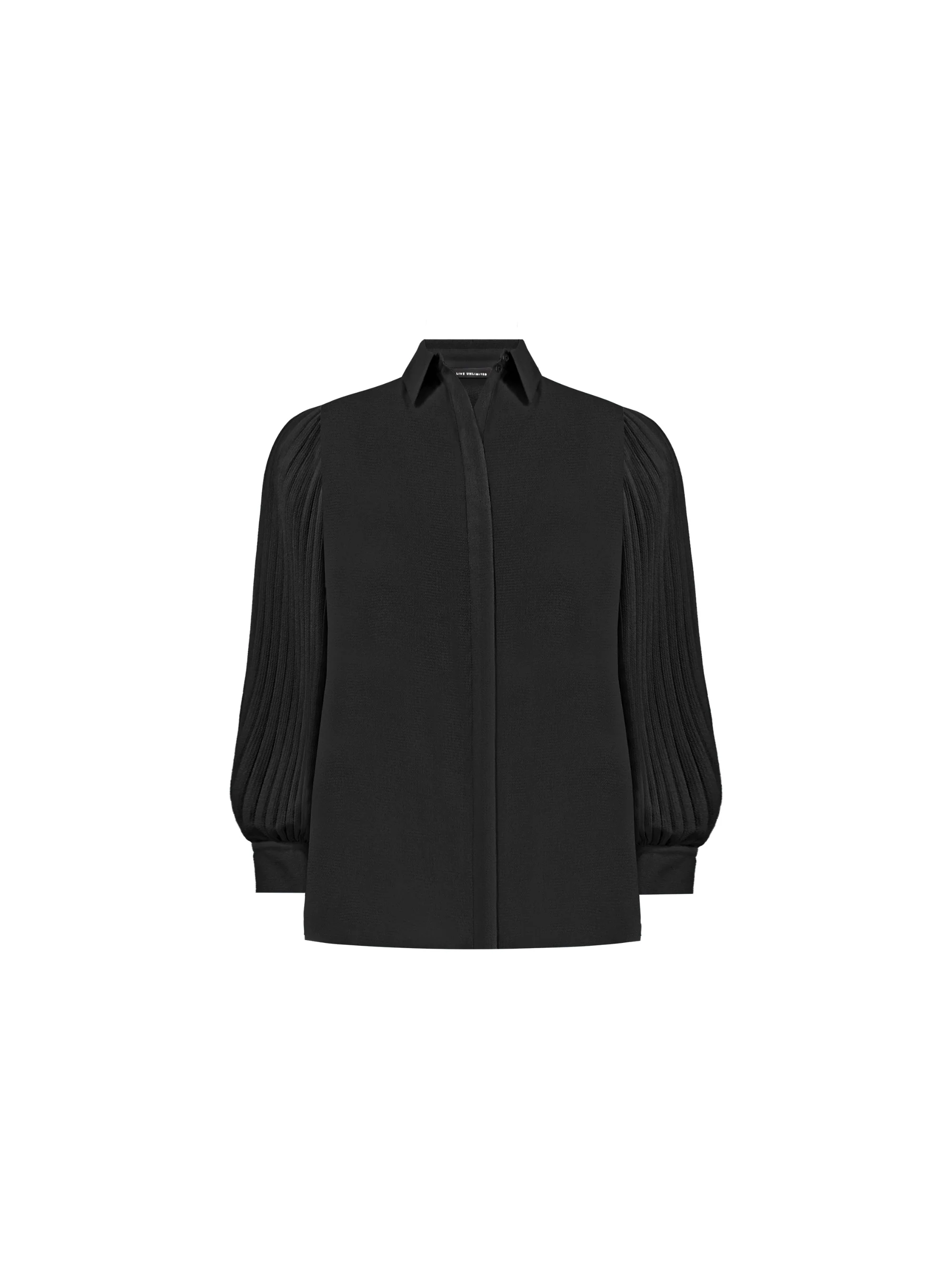 Black Pleated Sleeve Shirt - Image 4