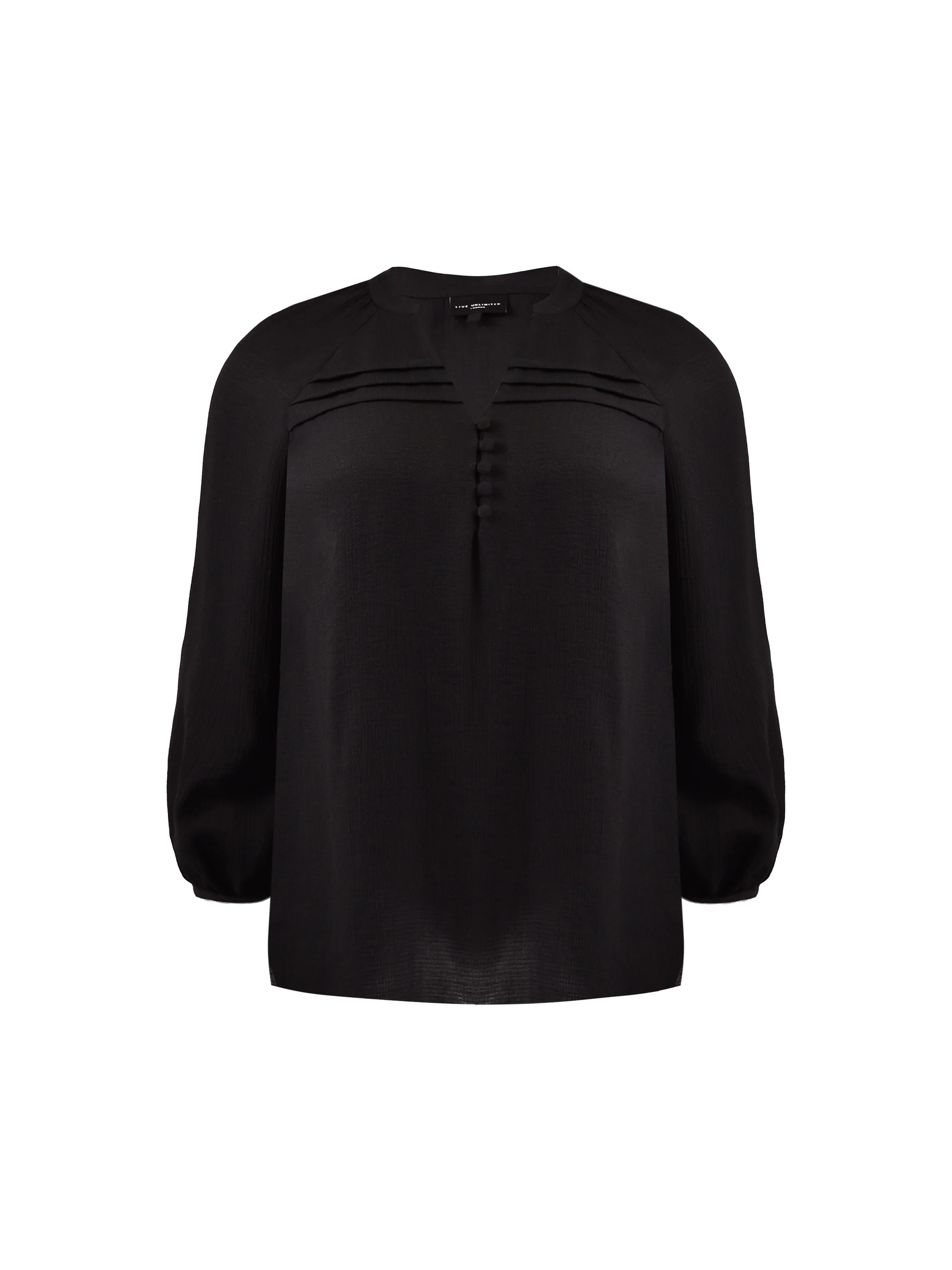 Black Pleated Yoke Boho Blouse - Image 4