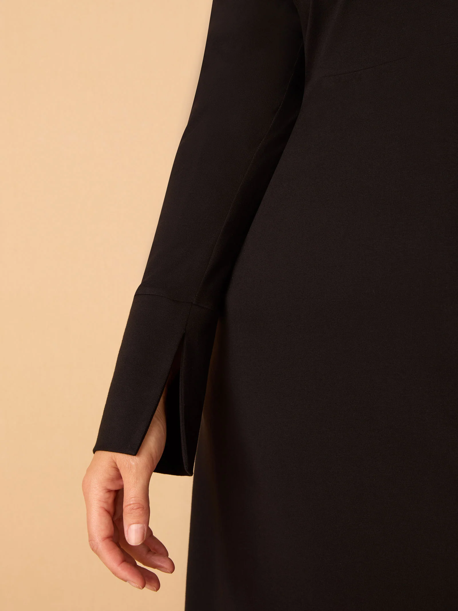 Black Polo Collar Jersey Midi Dress - Image 4