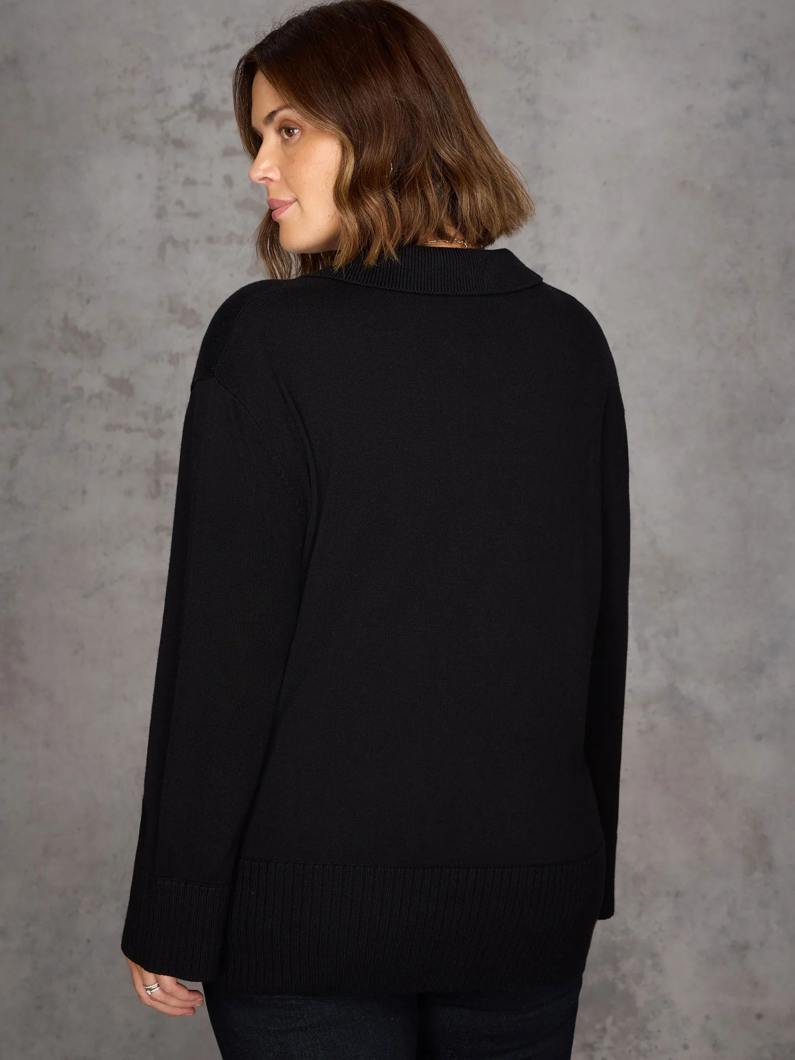 Black Polo Knit Jumper - Image 4
