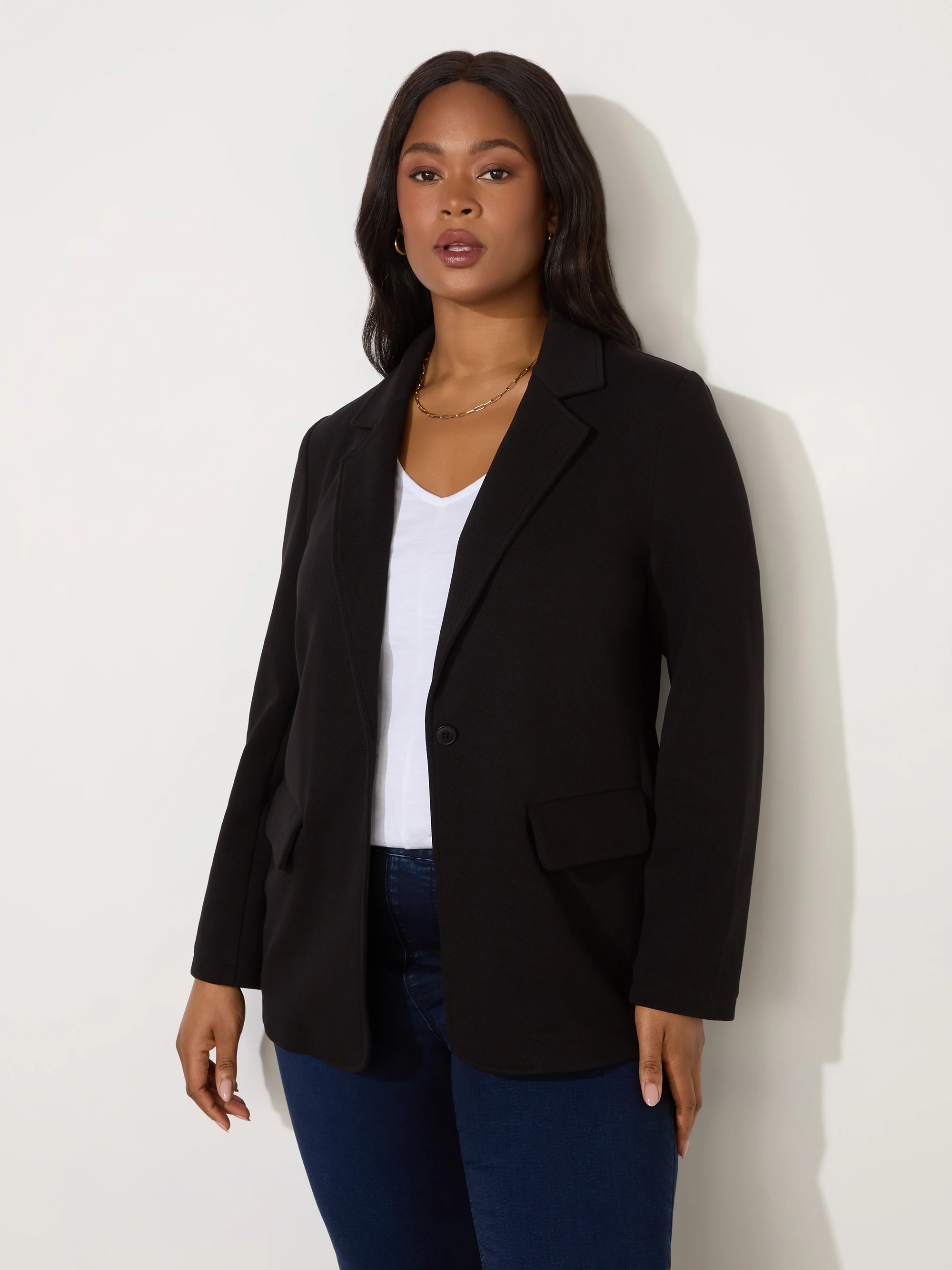 Black Ponte Relaxed Blazer - Image 4