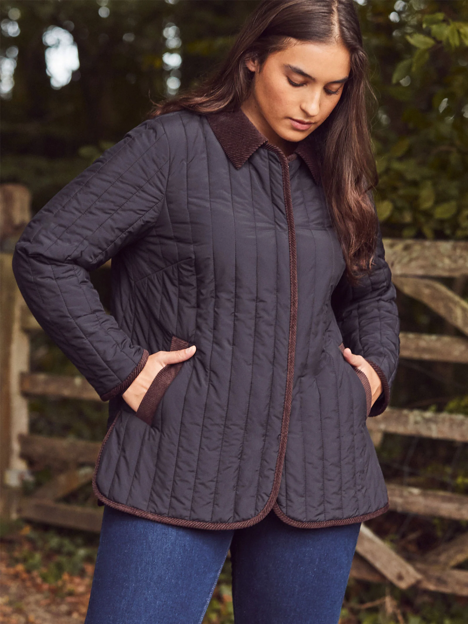 Black Quilted Jacket with Cord Detailing - Image 5