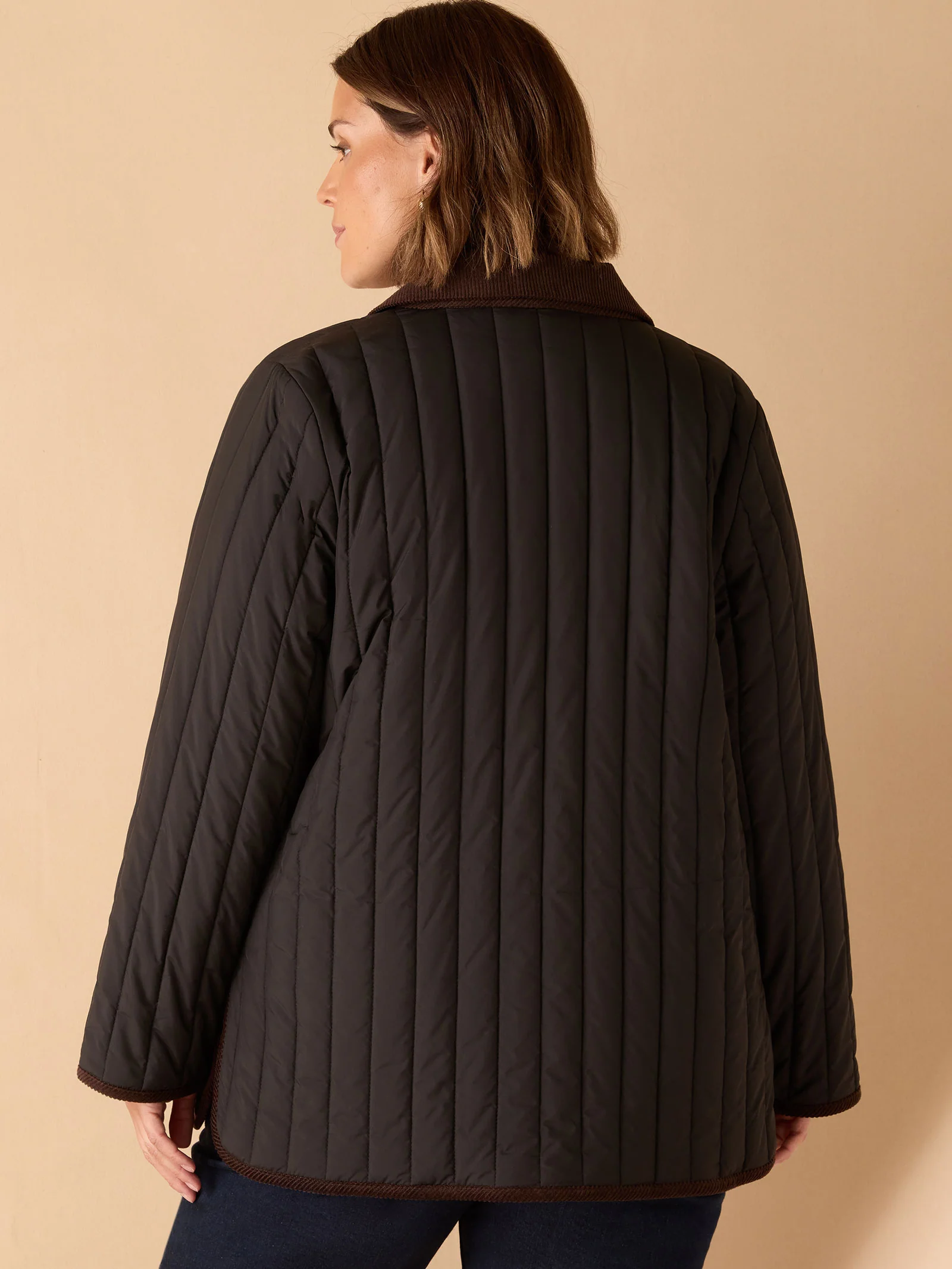 Black Quilted Jacket with Cord Detailing - Image 9
