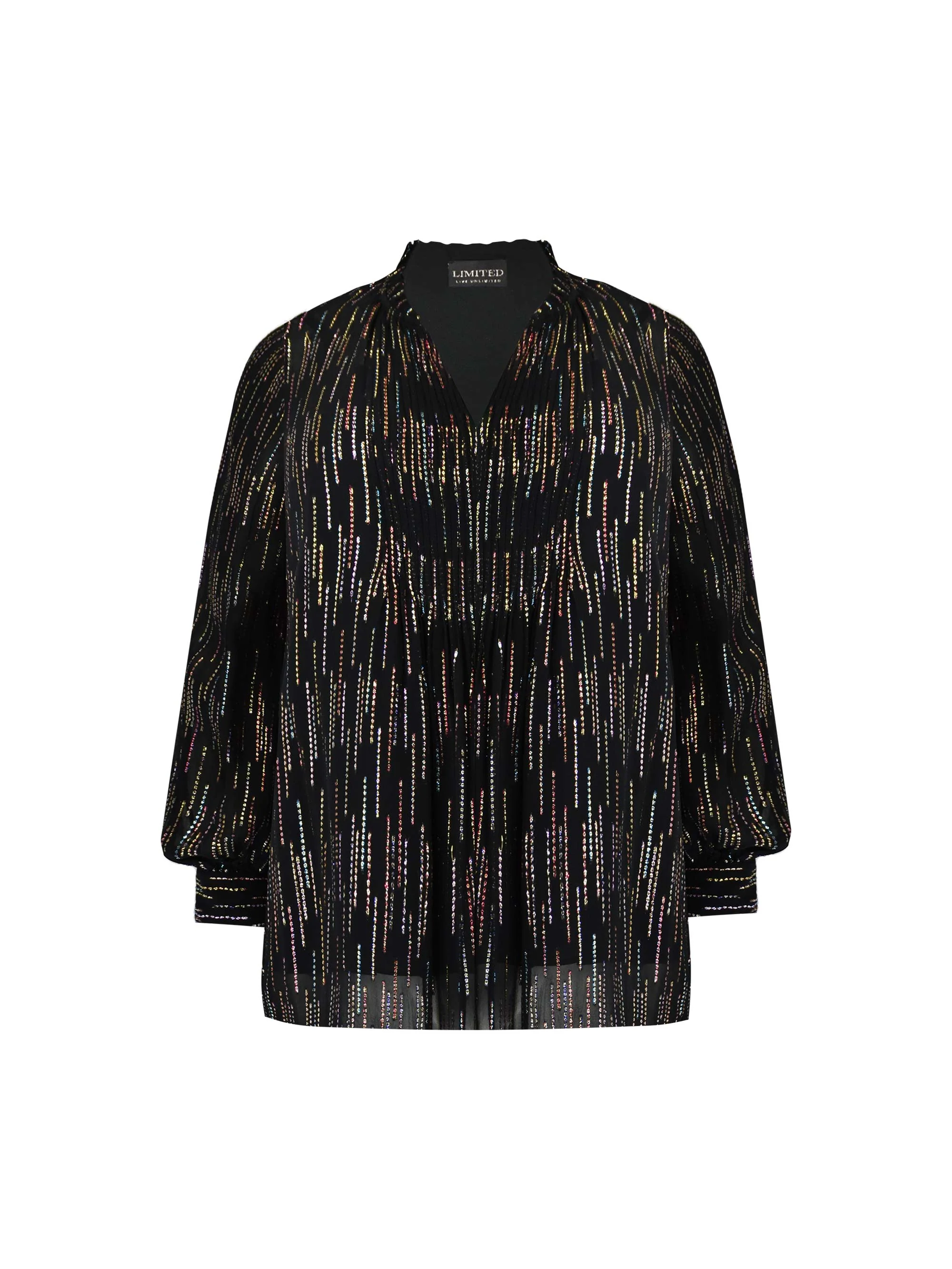 Black Rainbow Metallic Pin Tuck Blouse - Image 9