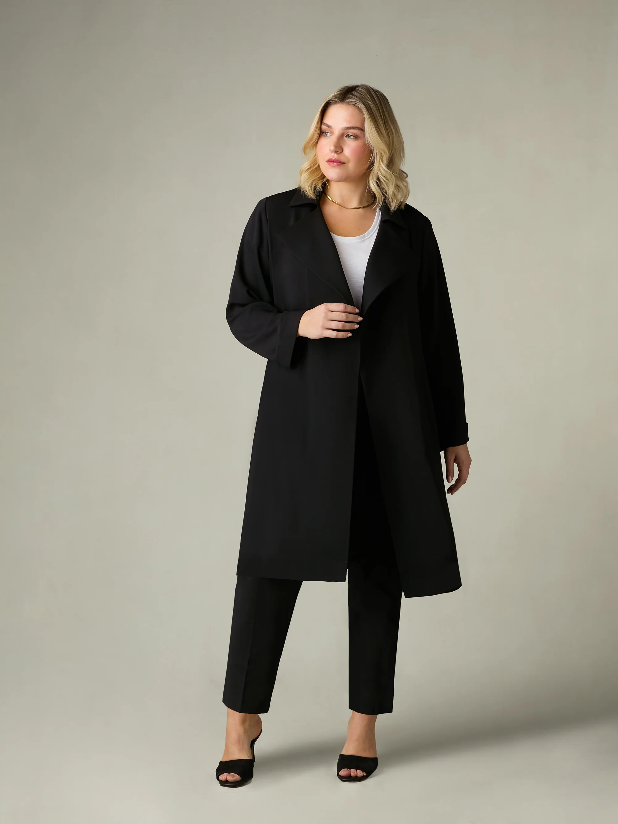 Black Relaxed Tailored Duster - Image 3