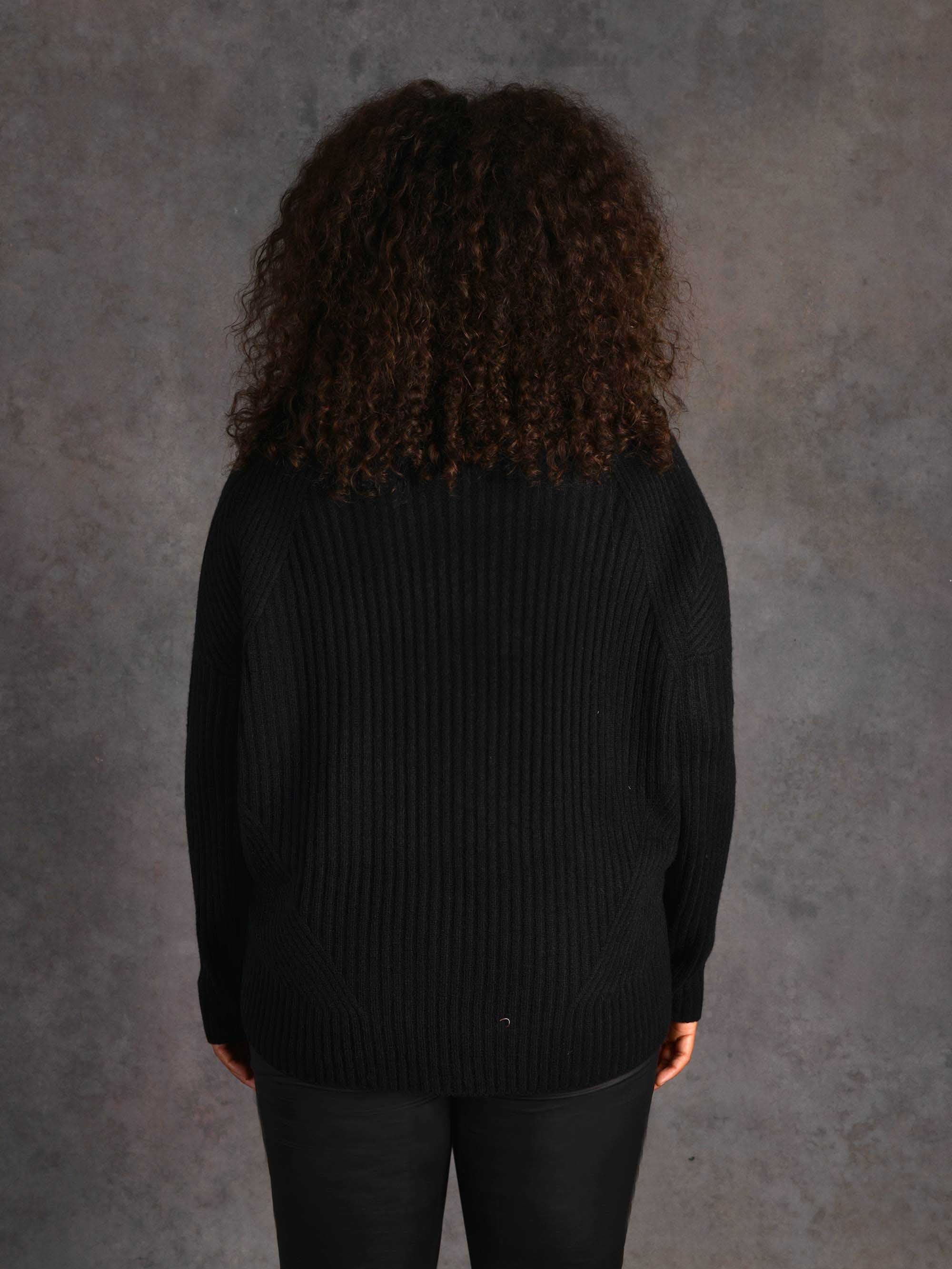 Black Rib Roll Neck Jumper - Image 4