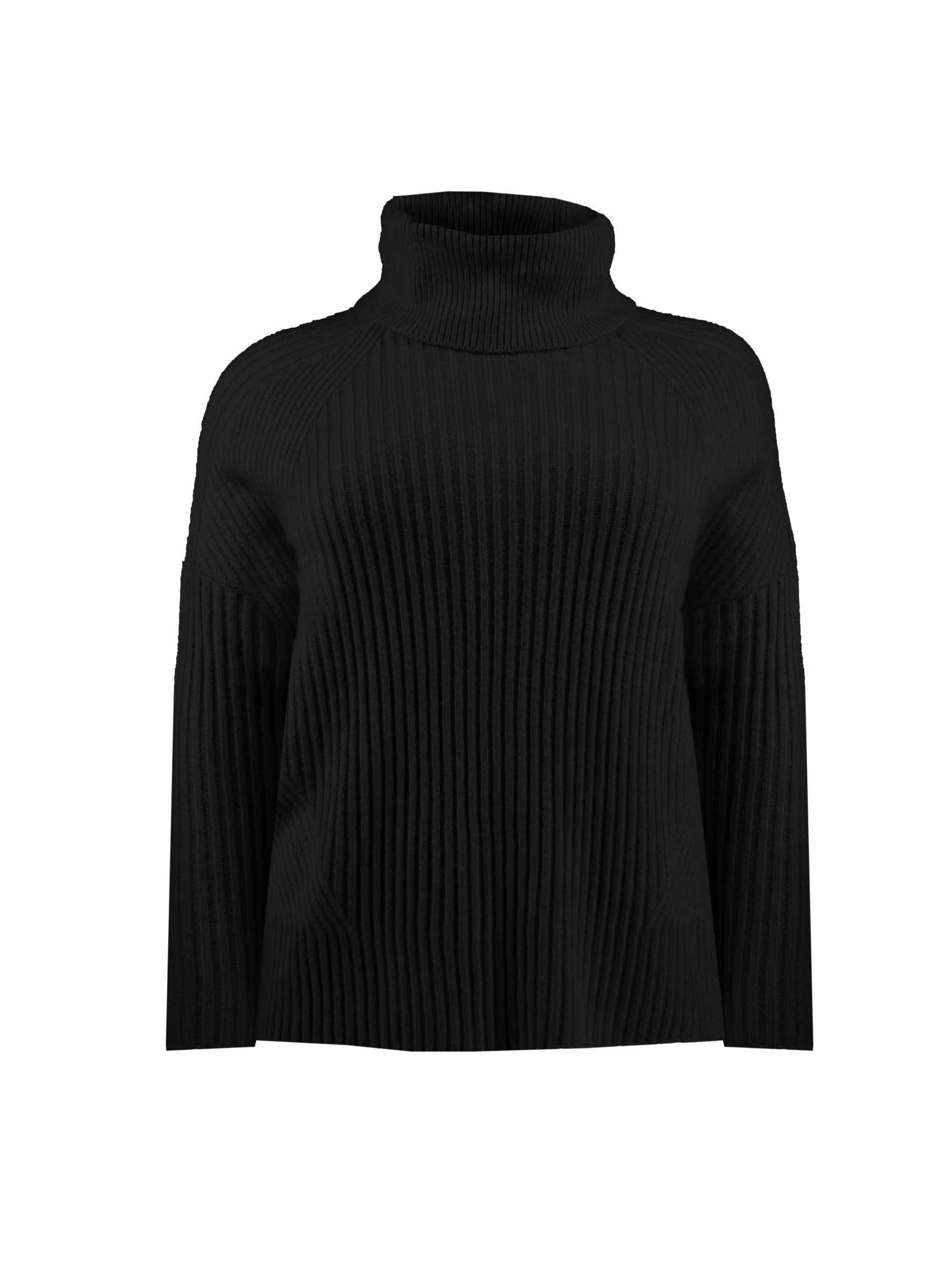 Black Rib Roll Neck Jumper - Image 5