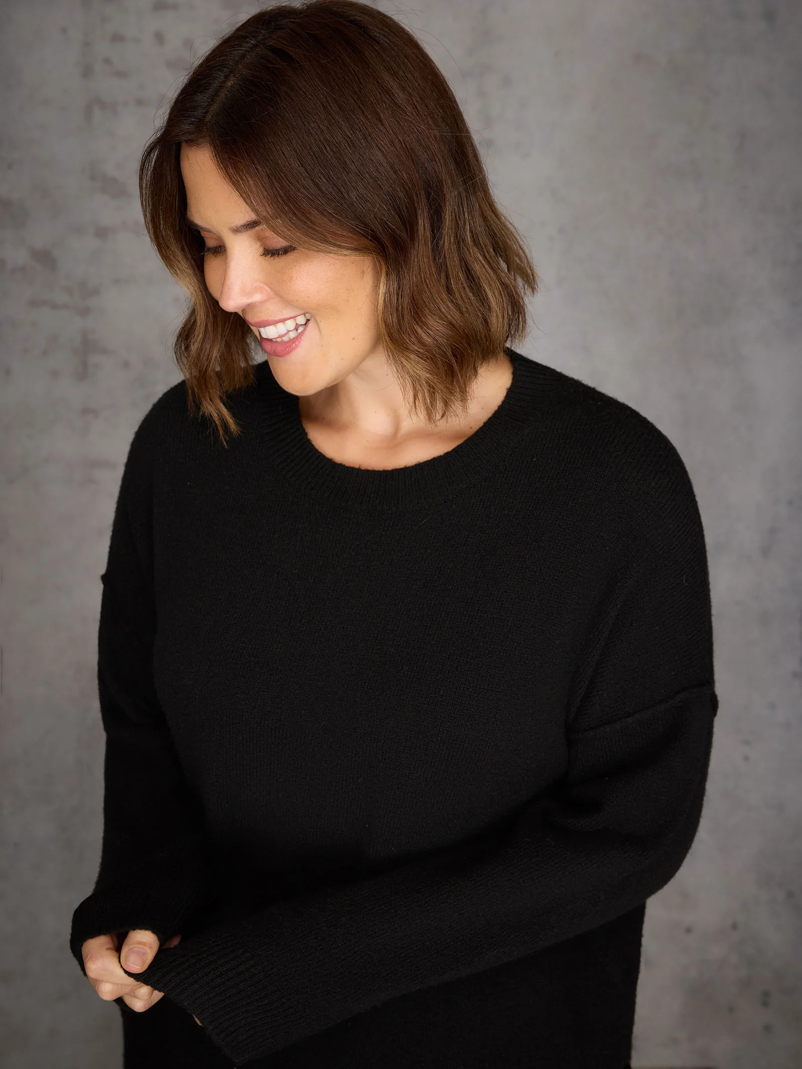 Black Round Neck Knit Jumper Dress - Image 3