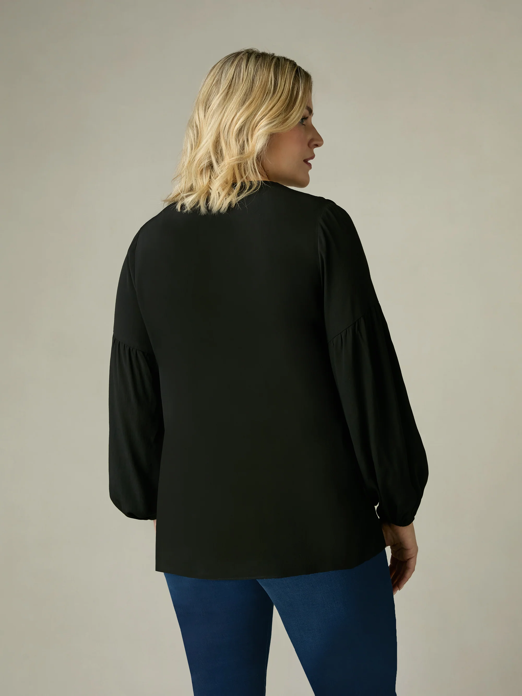 Black Ruched Front Blouse - Image 3