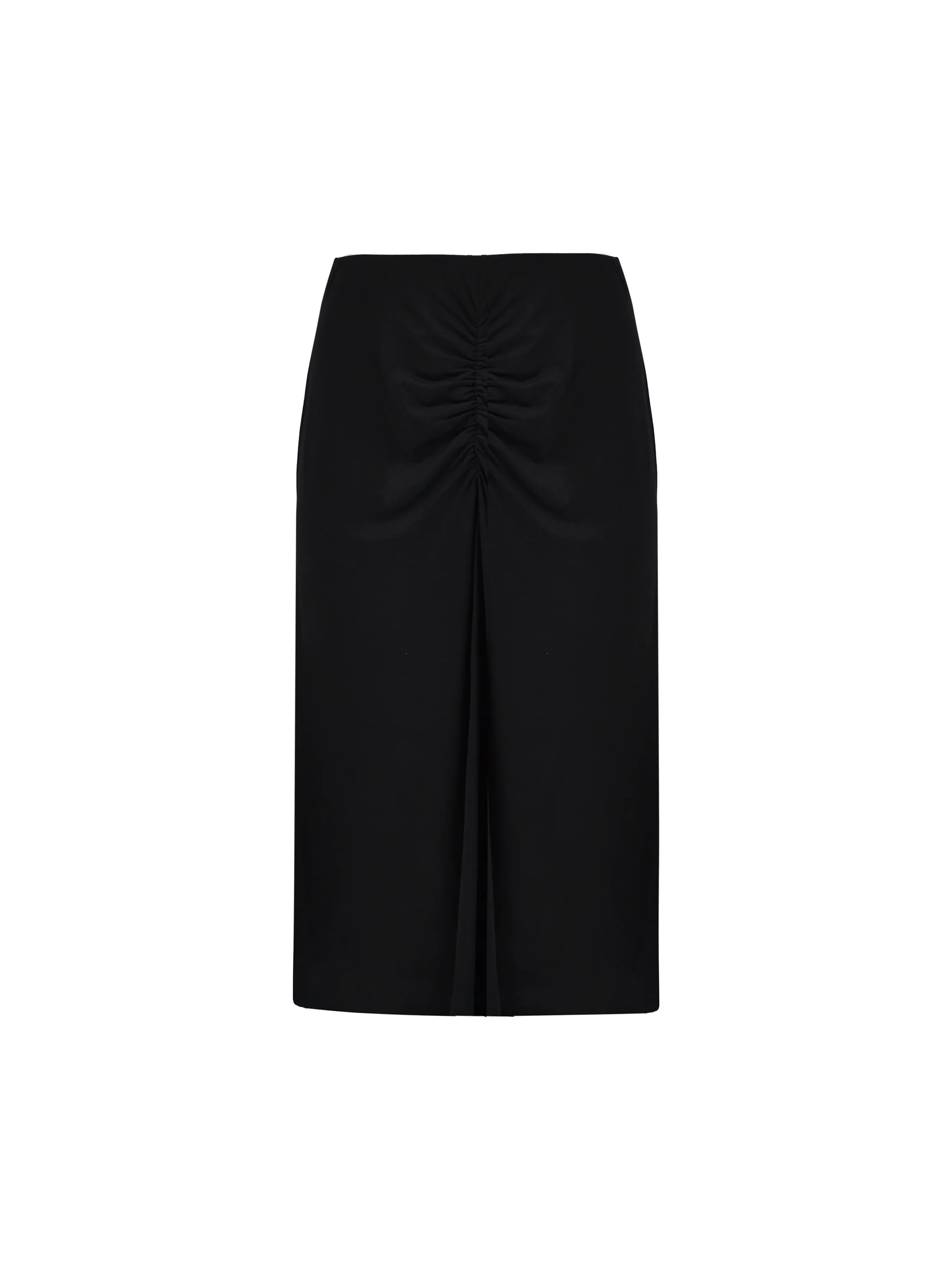 Black Ruched Front Jersey Midi Skirt - Image 4