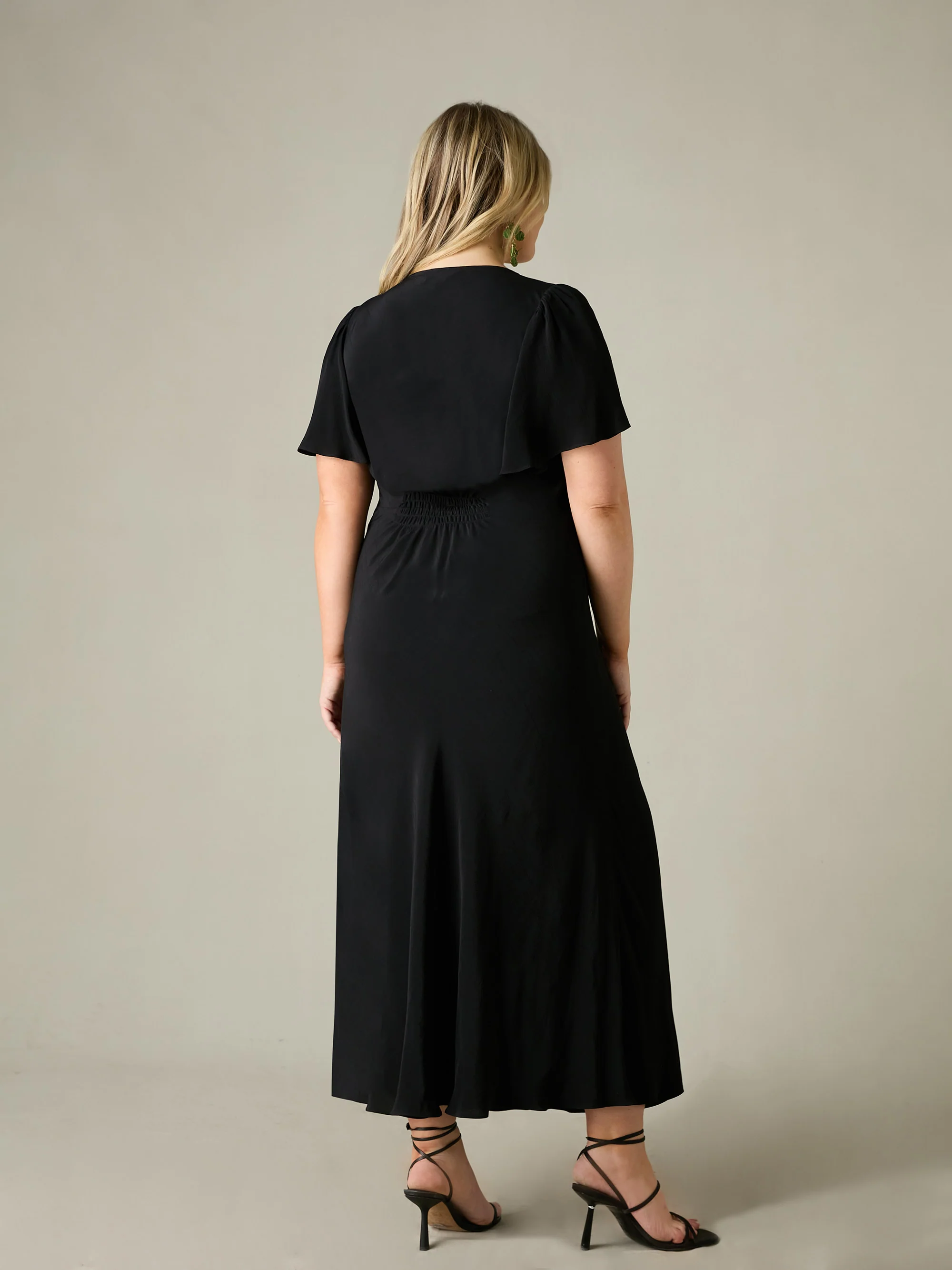 Black Ruched Front Maxi Dress - Image 5