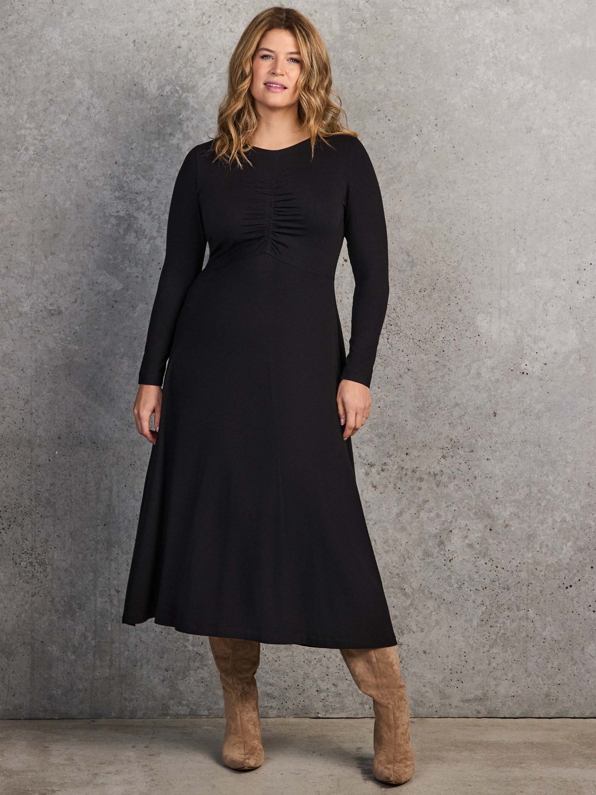 Black Ruched Front Jersey Midaxi Dress - Image 2