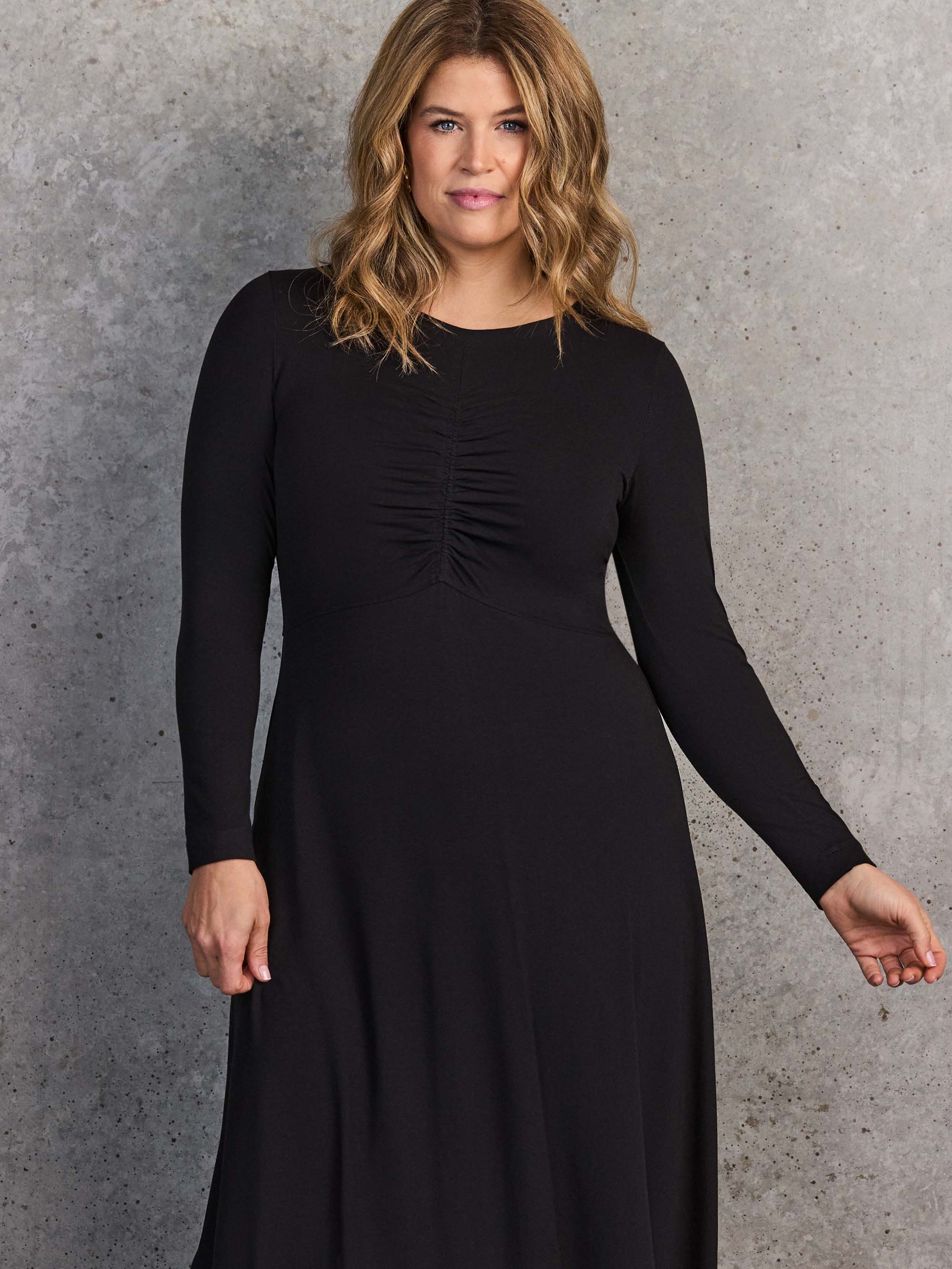 Black Ruched Front Jersey Midaxi Dress - Image 5