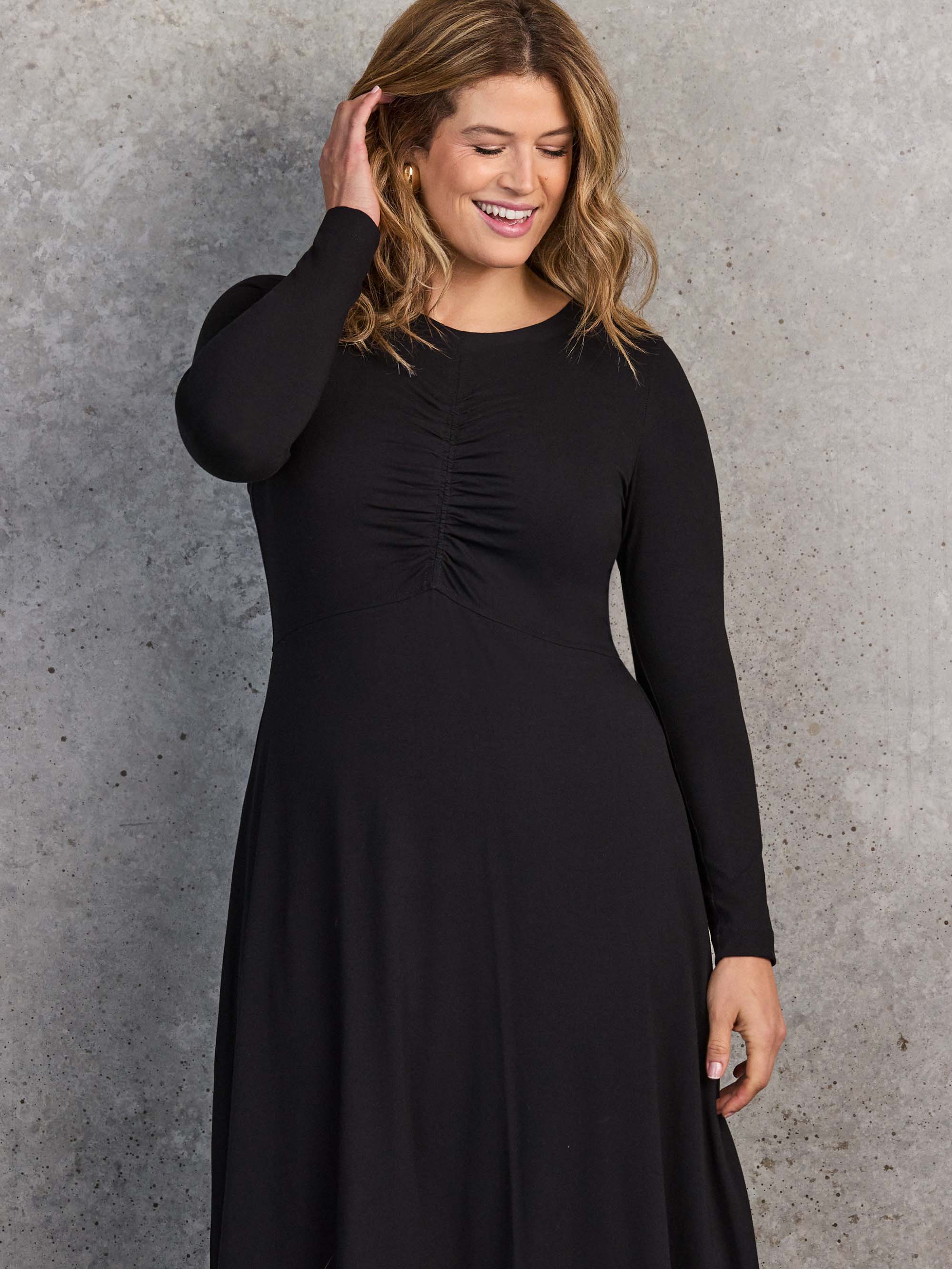 Black Ruched Front Jersey Midaxi Dress - Image 6
