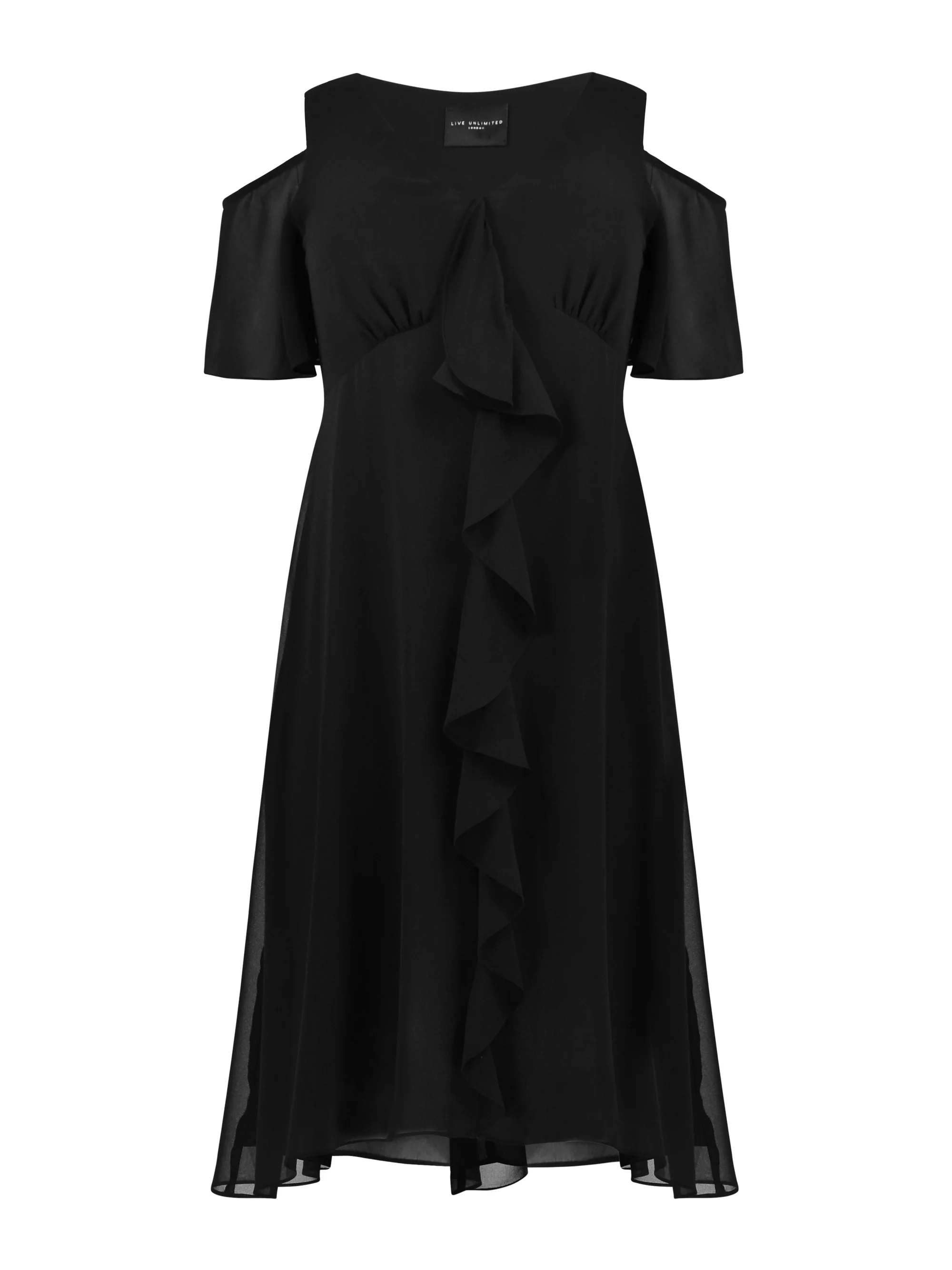 Black Ruffle Frill Front Dress - Image 4