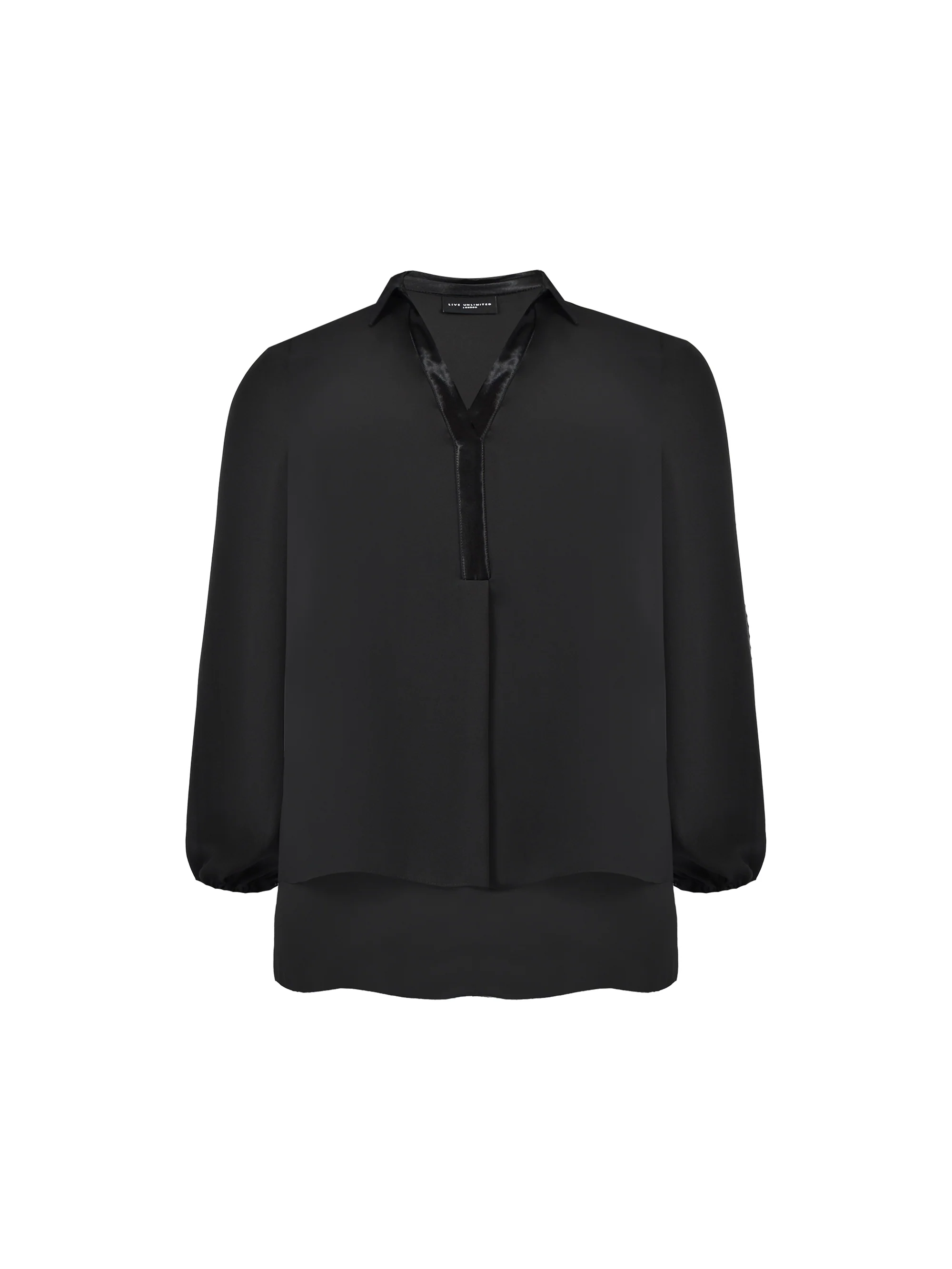 Black Satin Contrast Double Layered Shirt - Image 4