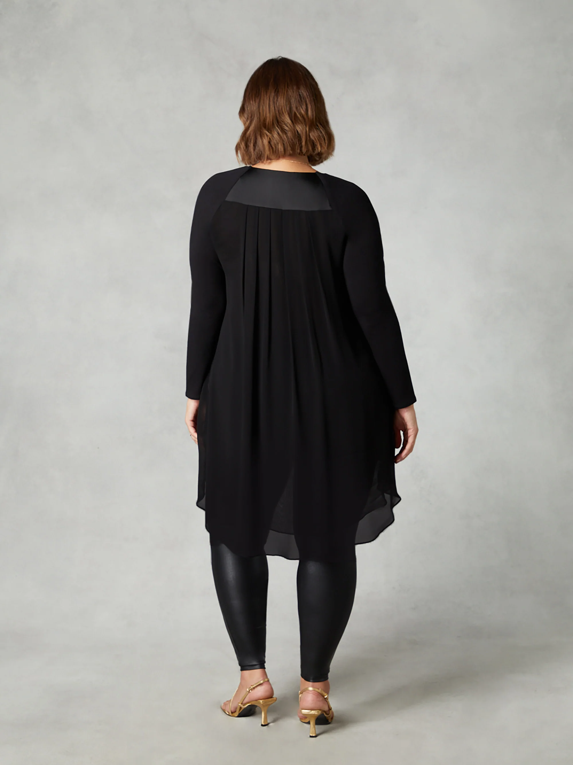 Black Satin Front High Low Tunic - Image 3