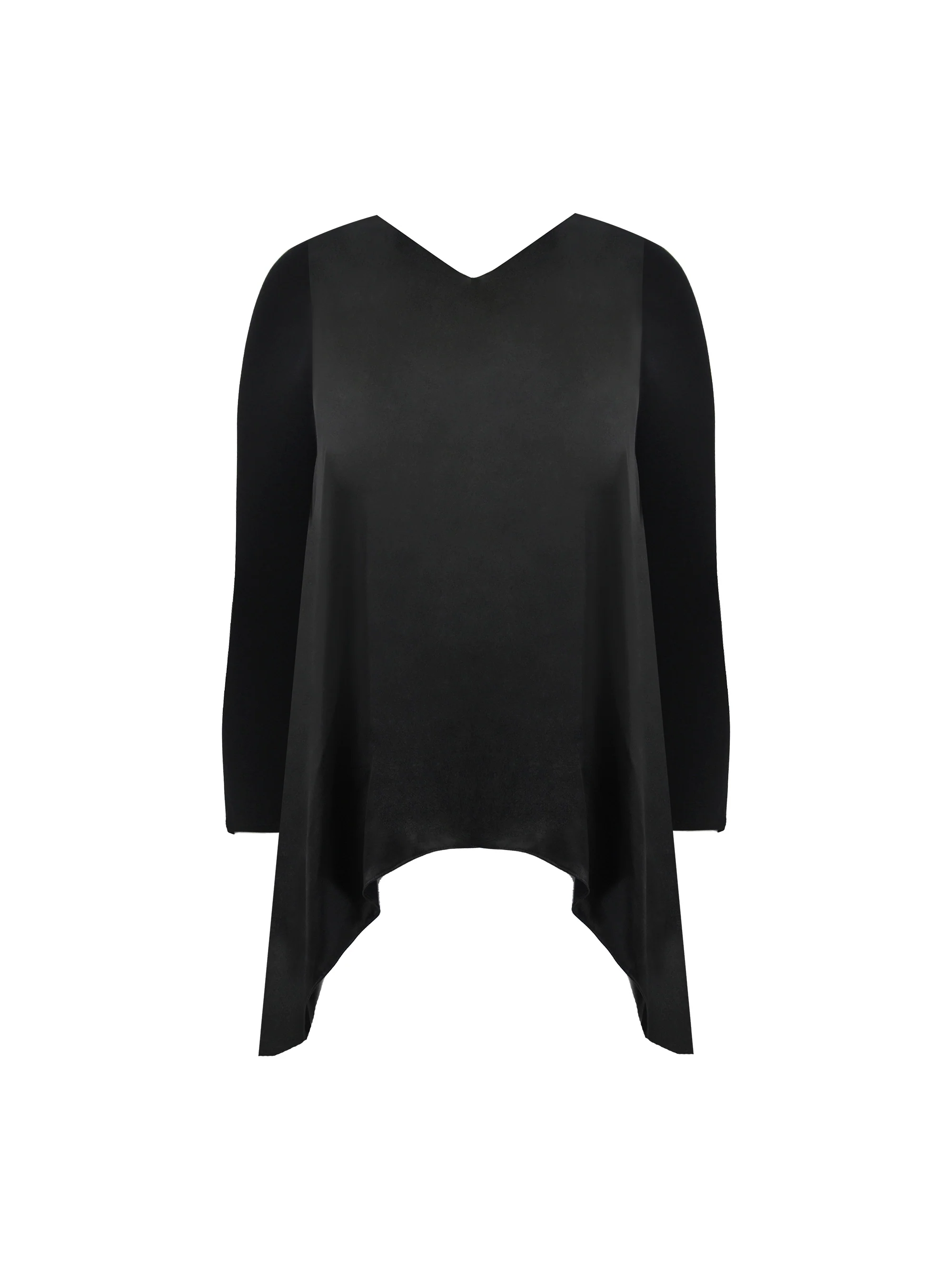 Black Satin Front High Low Tunic - Image 4