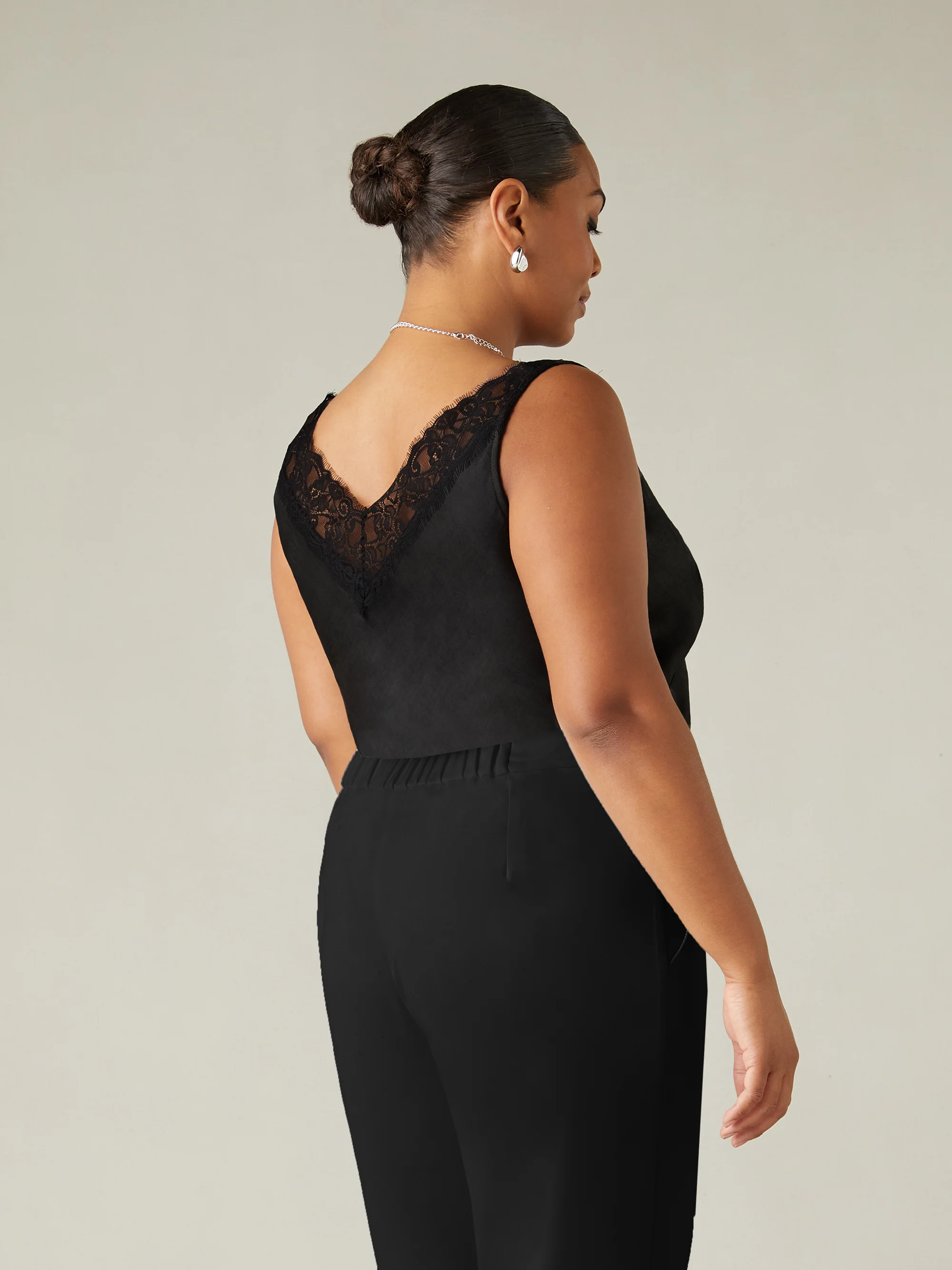 Black Satin Lace Cami - Image 3