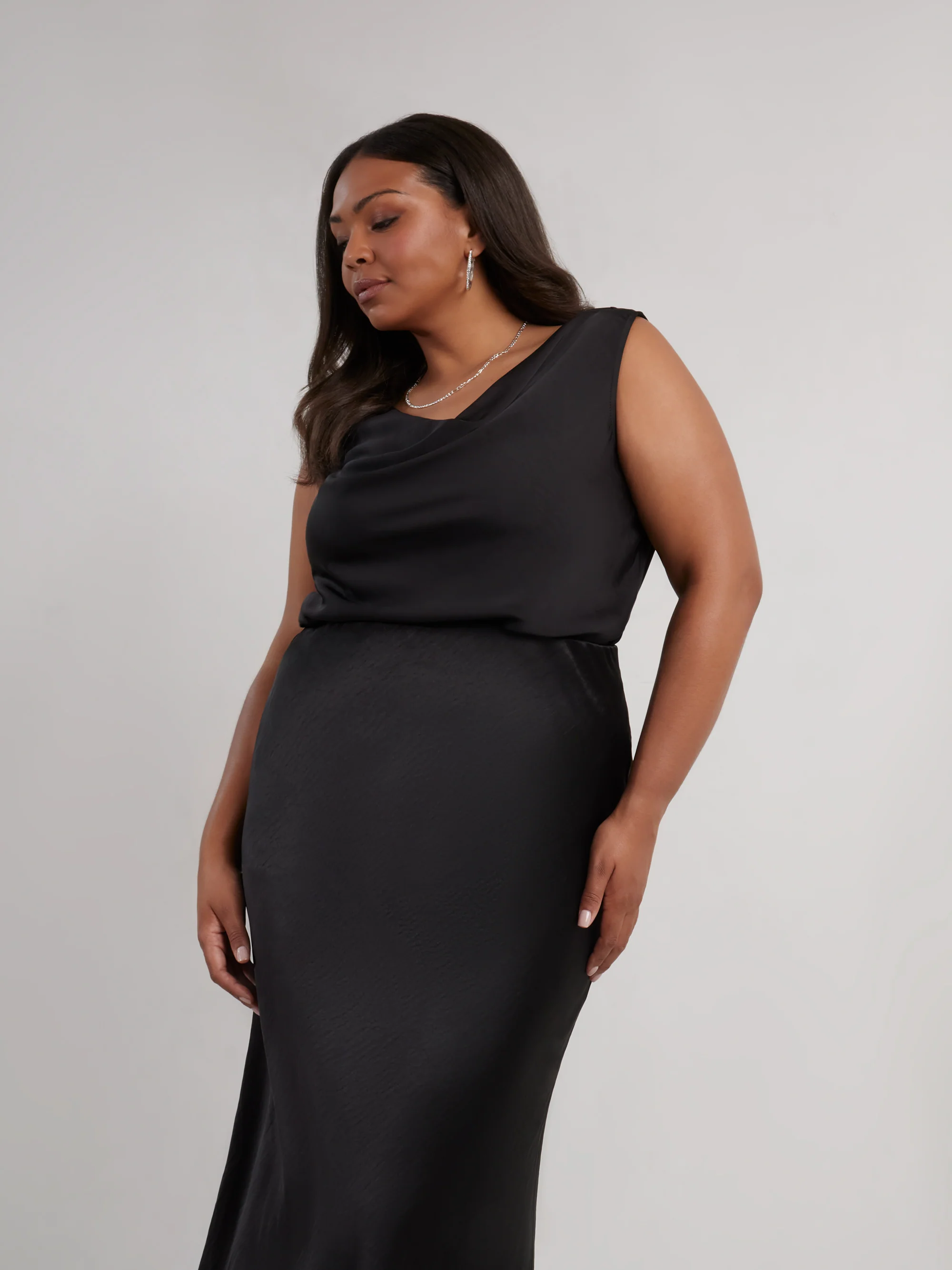 Black Satin Skirt - Image 2