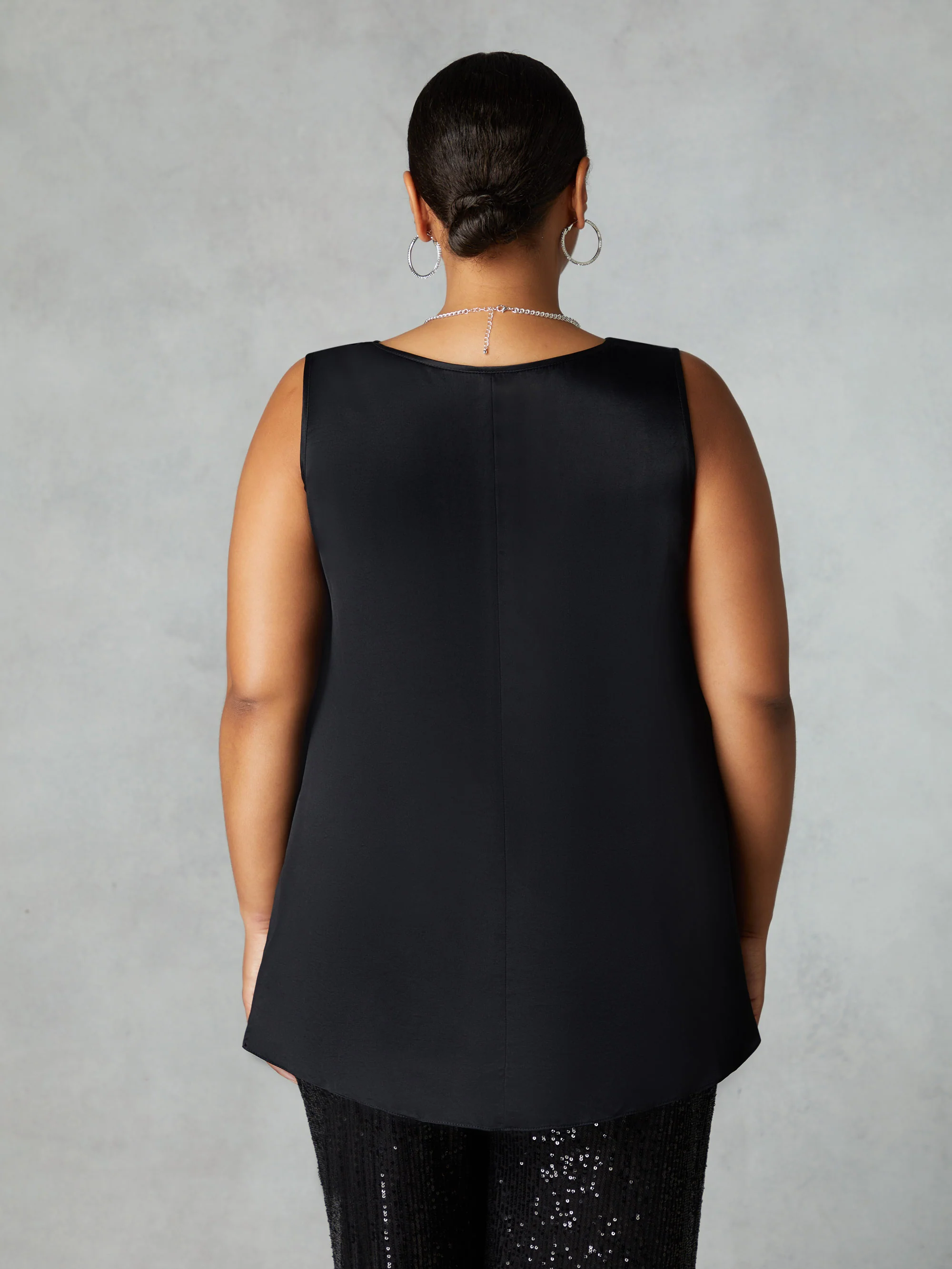 Black Satin Vest Top - Image 3