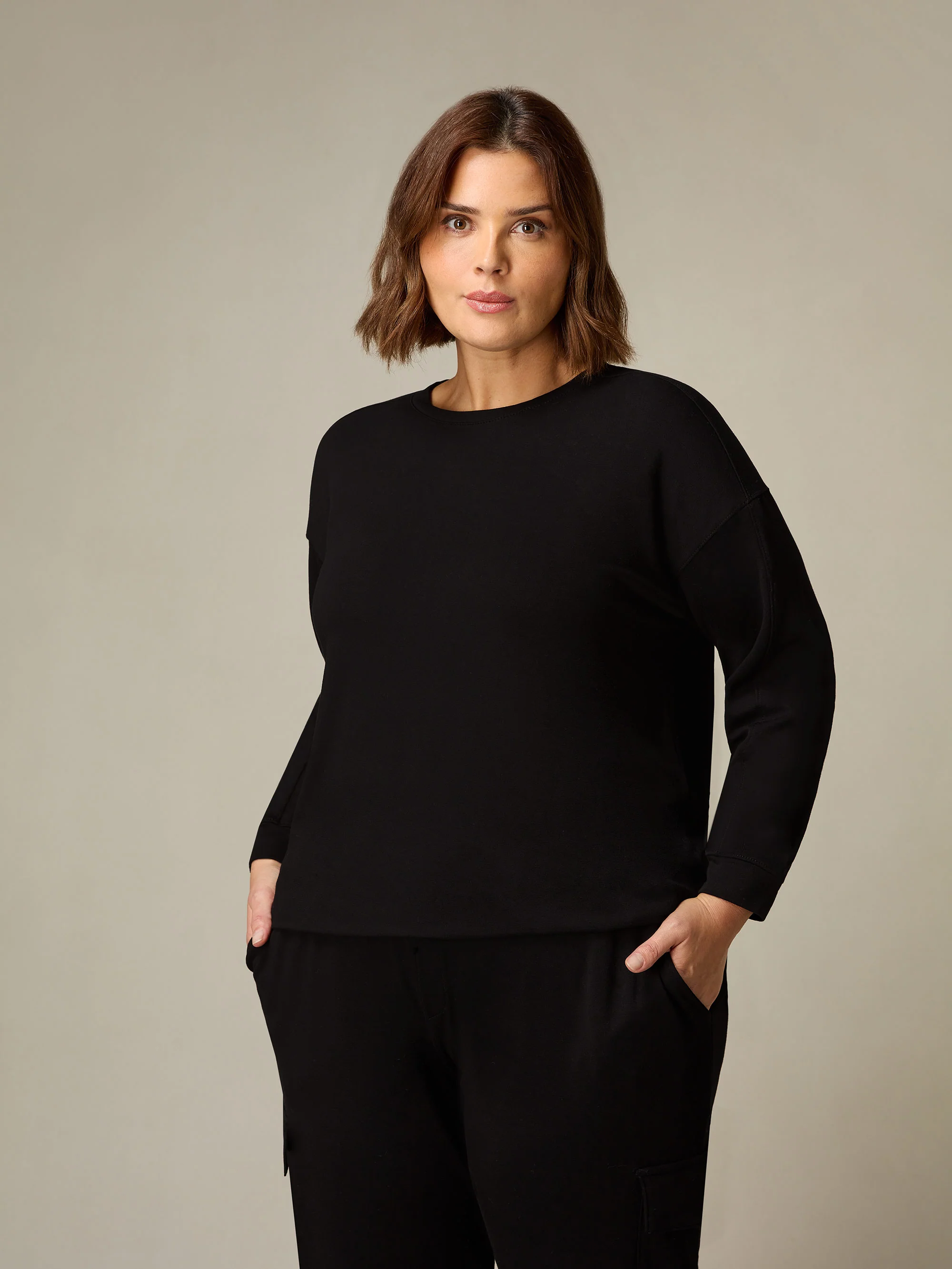 Black Seam Detail Sweatshirt - Image 2