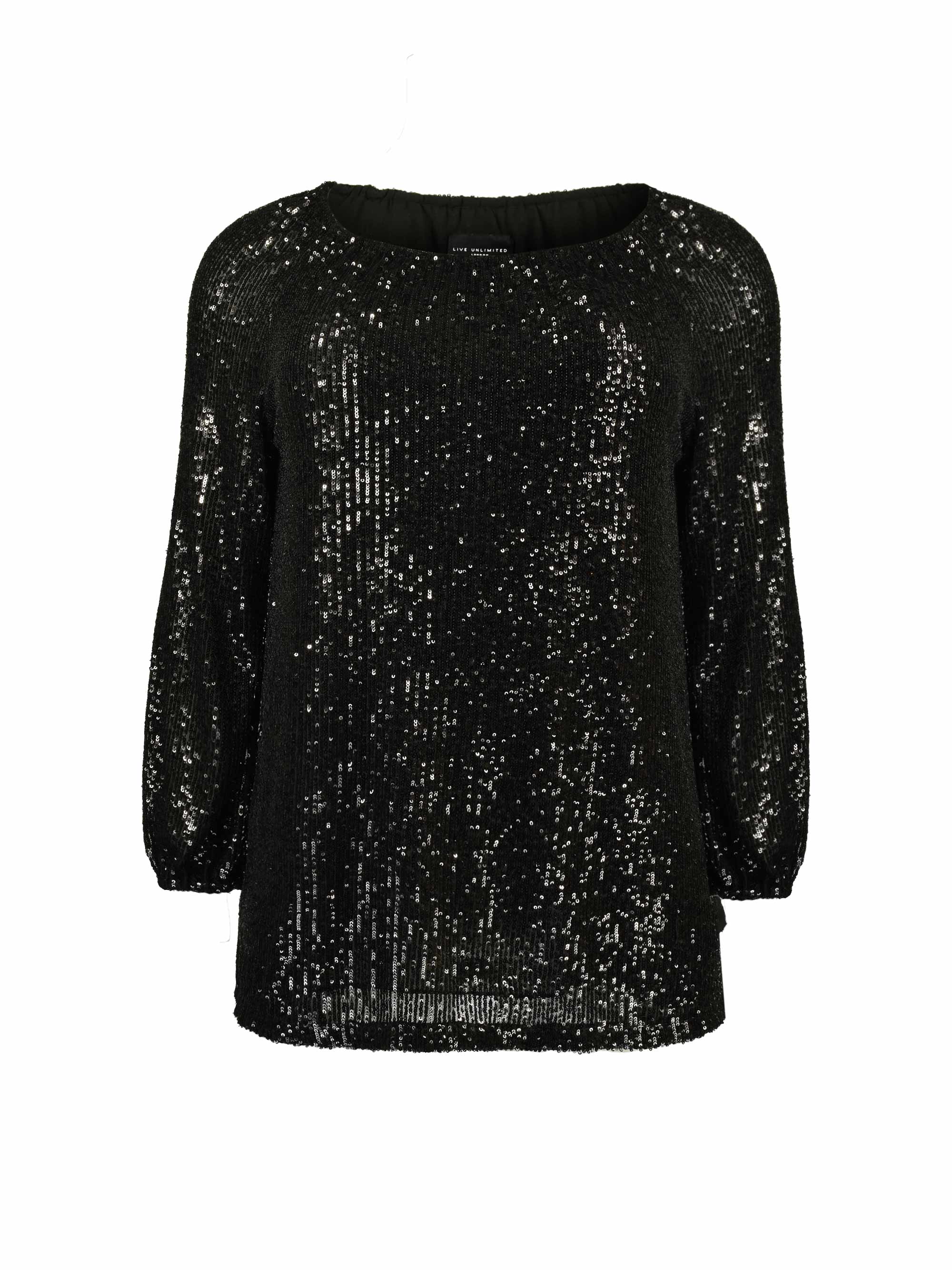 Black Sequin Bardot Top - Image 6
