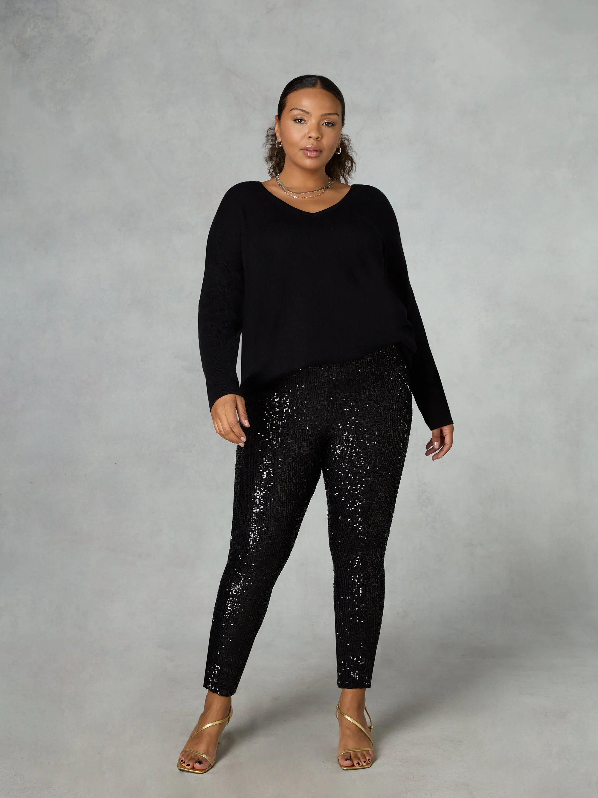 Black Sequin Leggings - Image 3