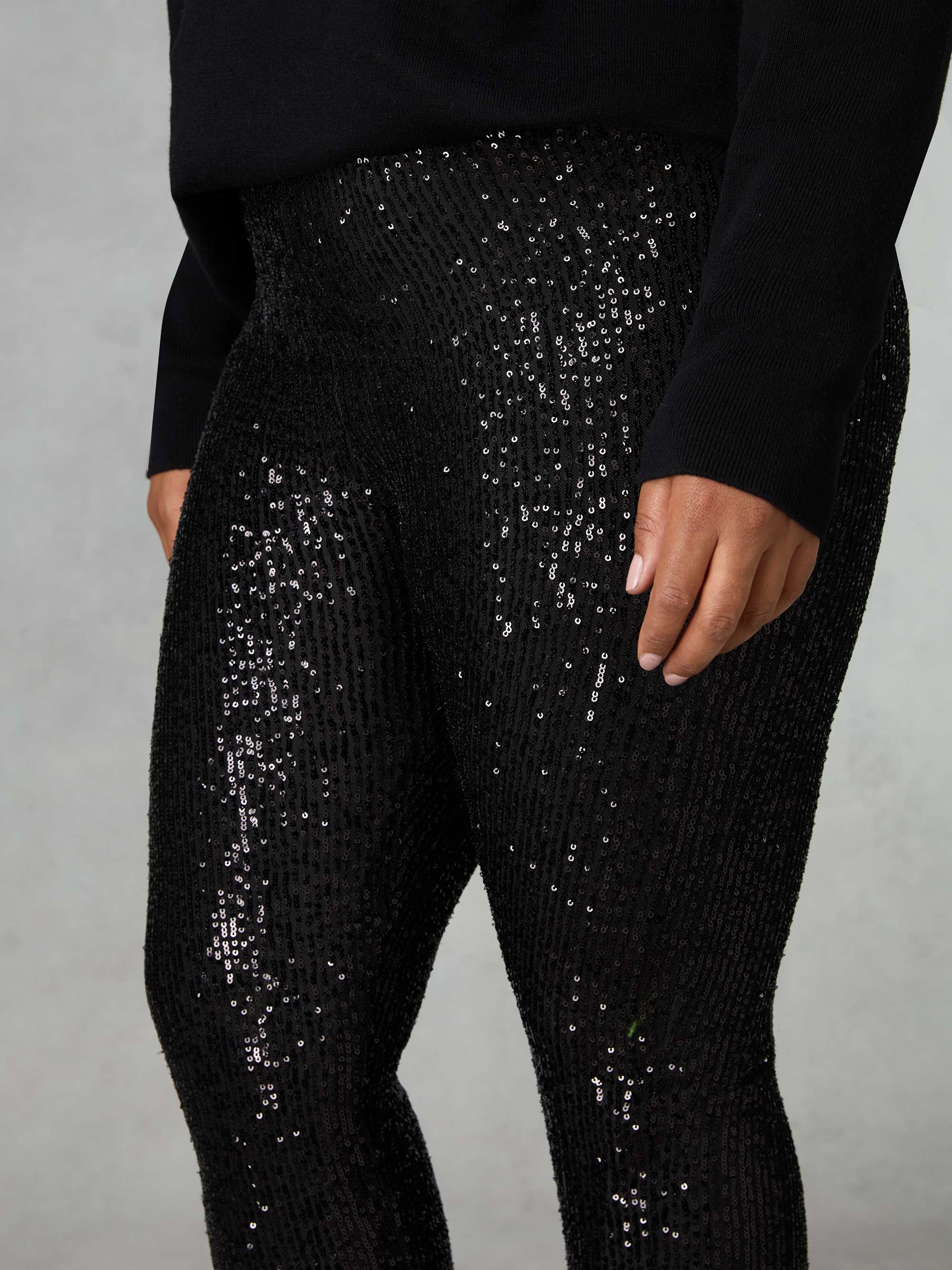 Black Sequin Leggings - Image 4