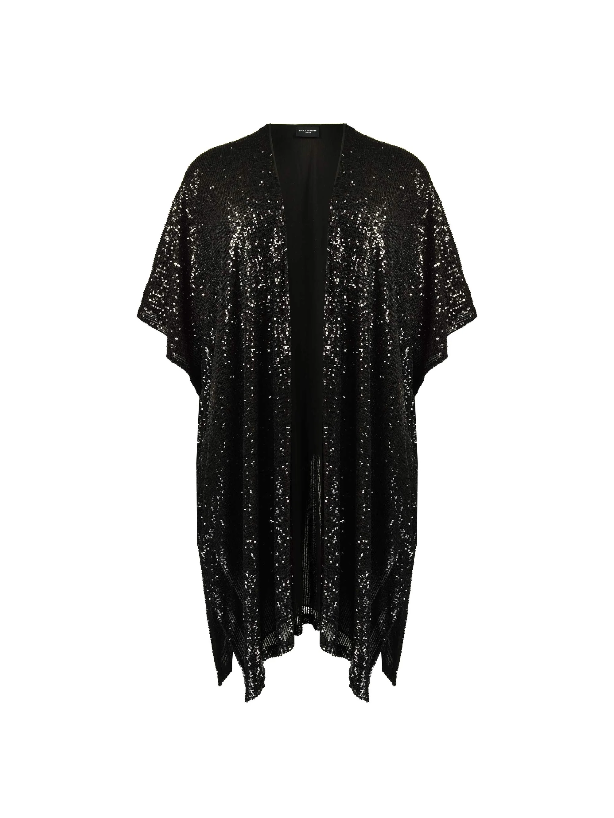Black Sequin Longline Kimono - Image 4