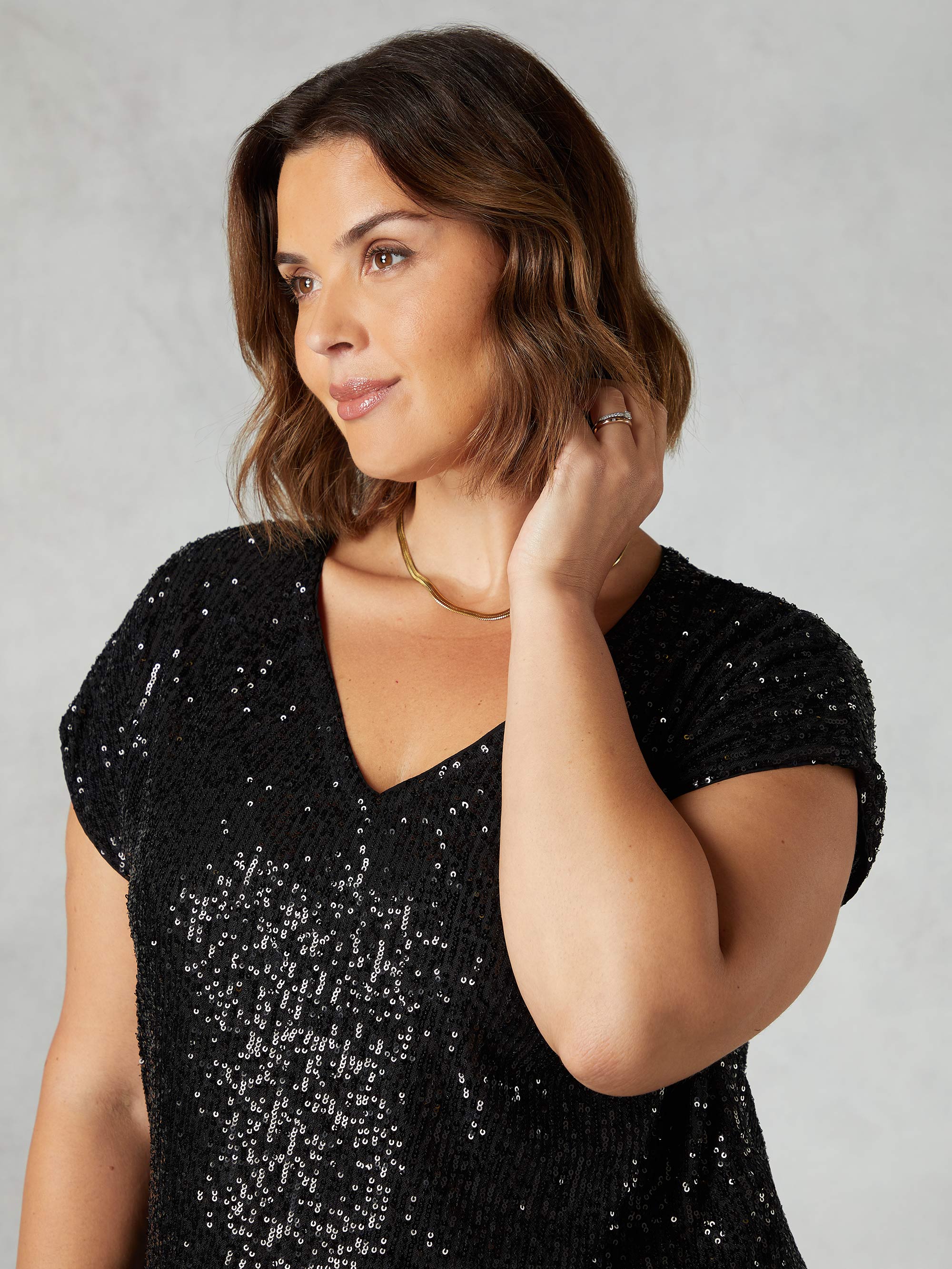 Black Sequin Longline Tunic - Image 3