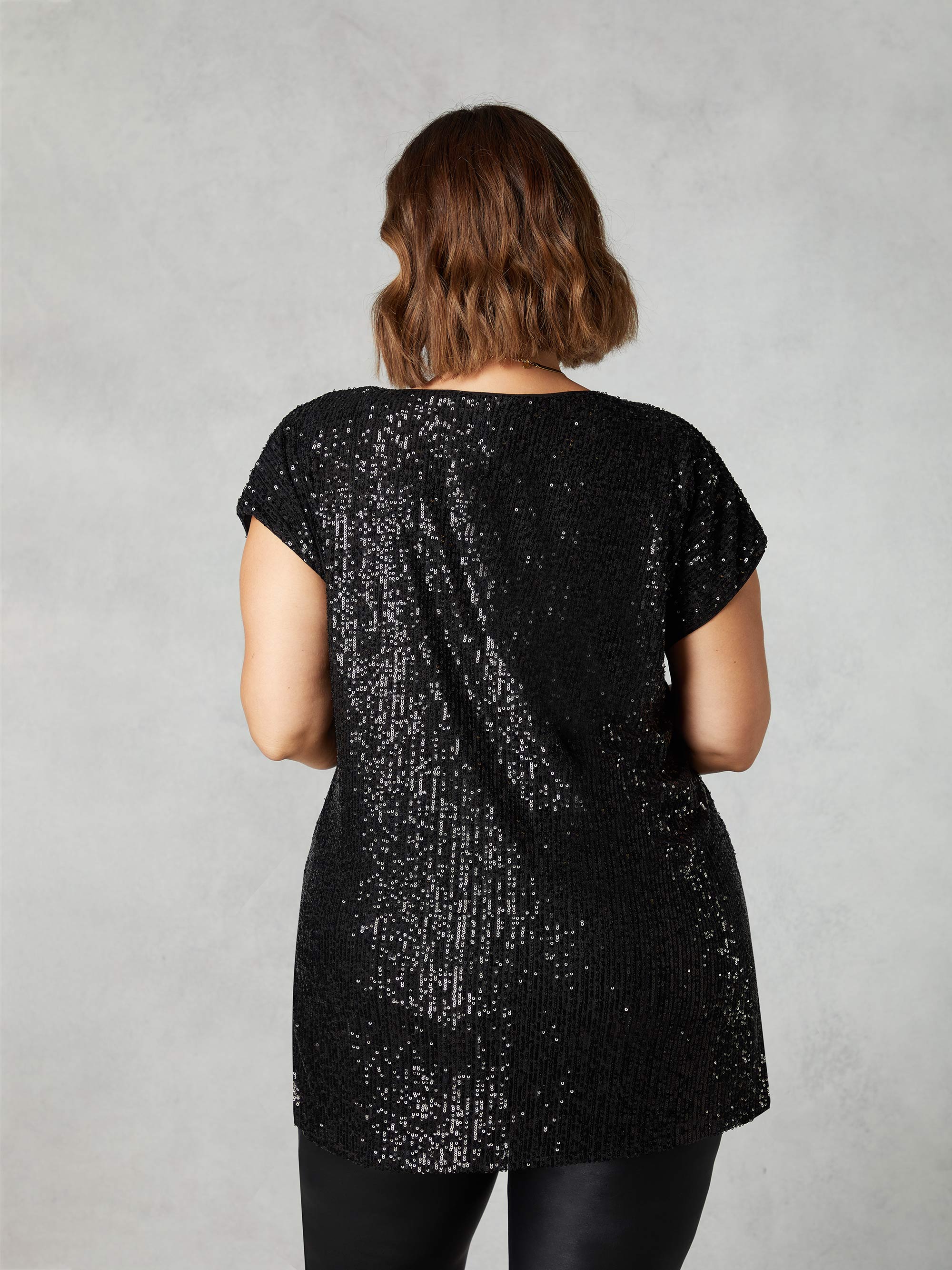 Black Sequin Longline Tunic - Image 4