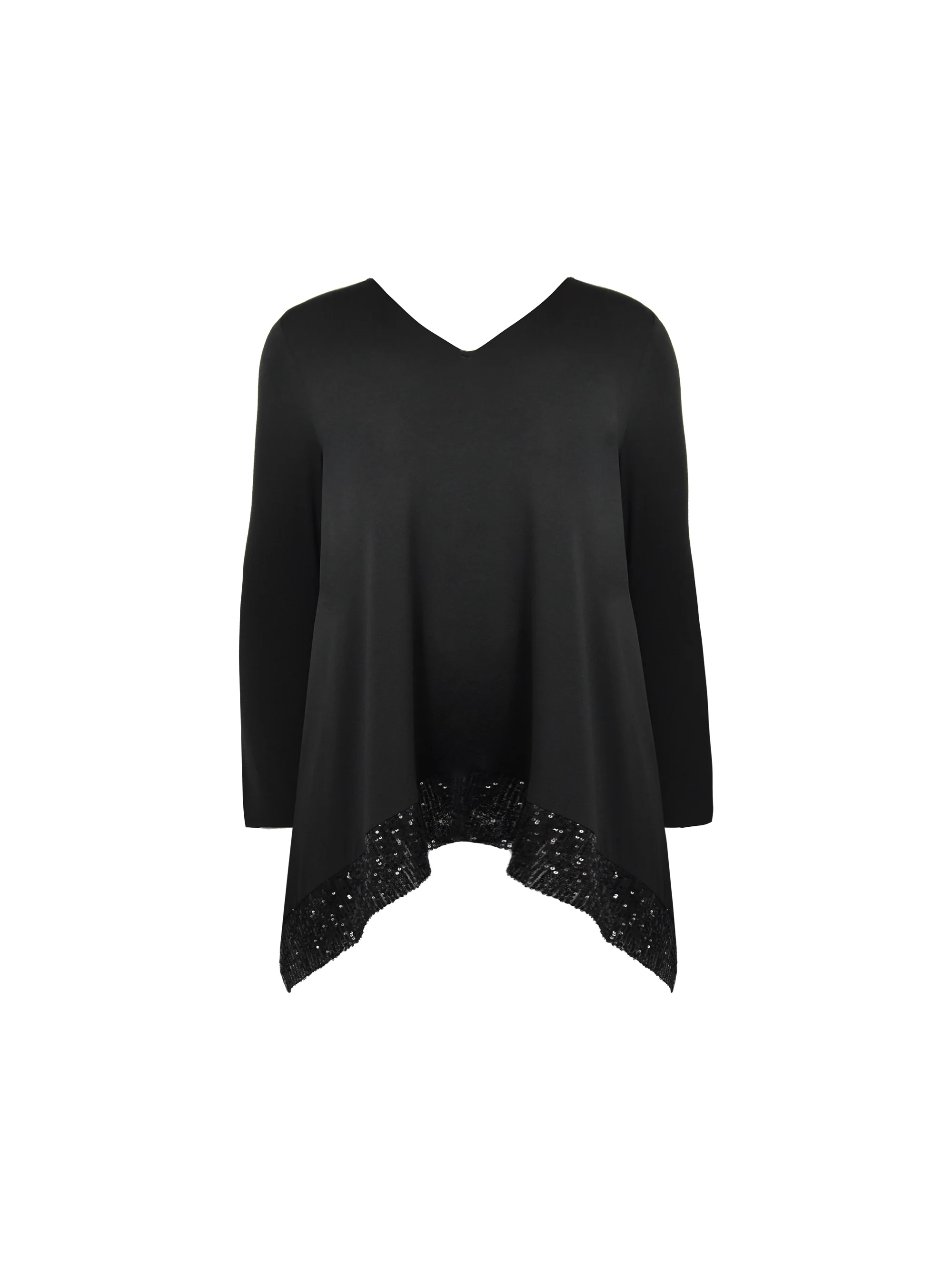 Black Sequin Trim Hanky Hem Tunic - Image 6
