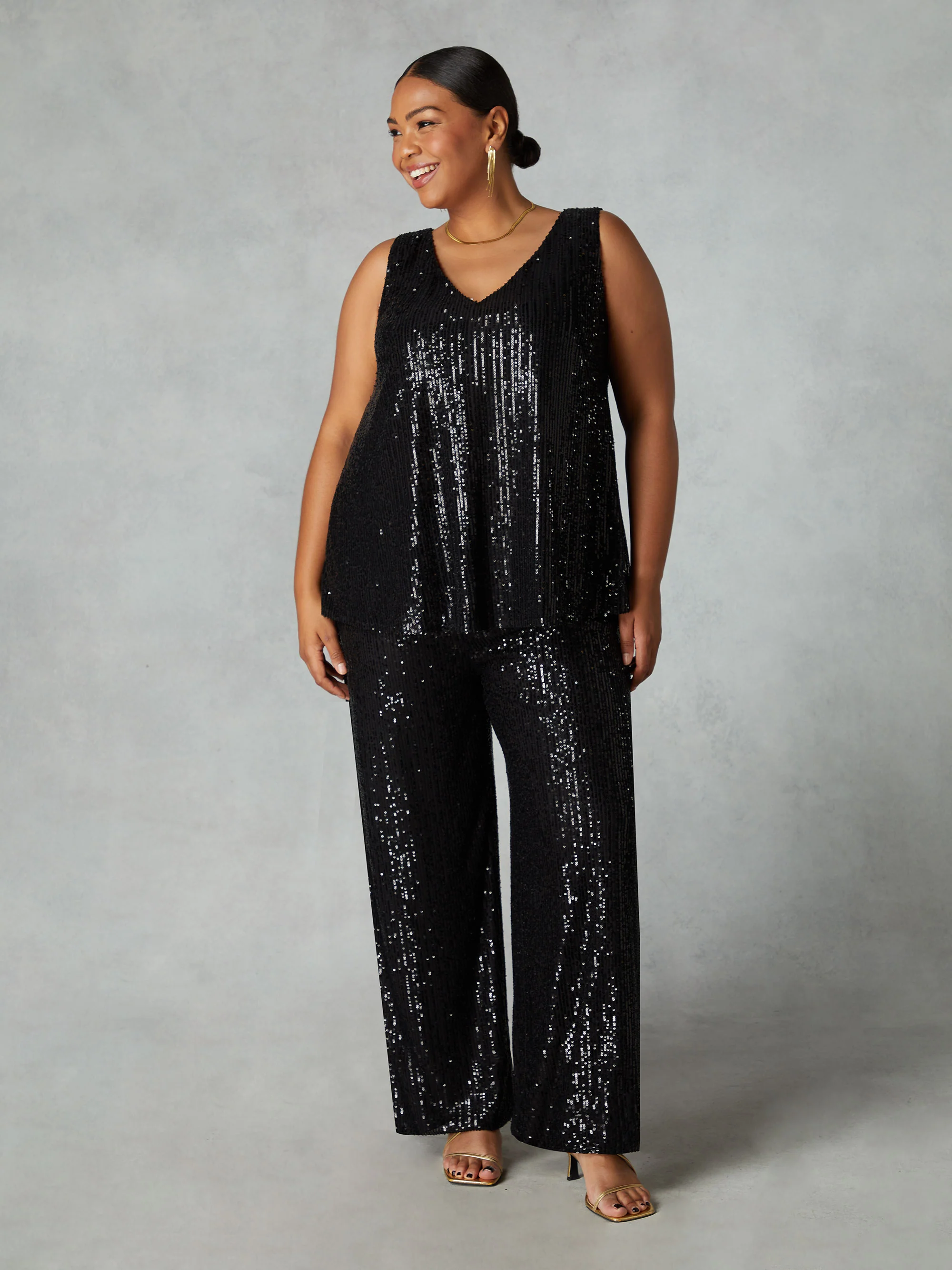 Black Sequin Trousers - Image 2