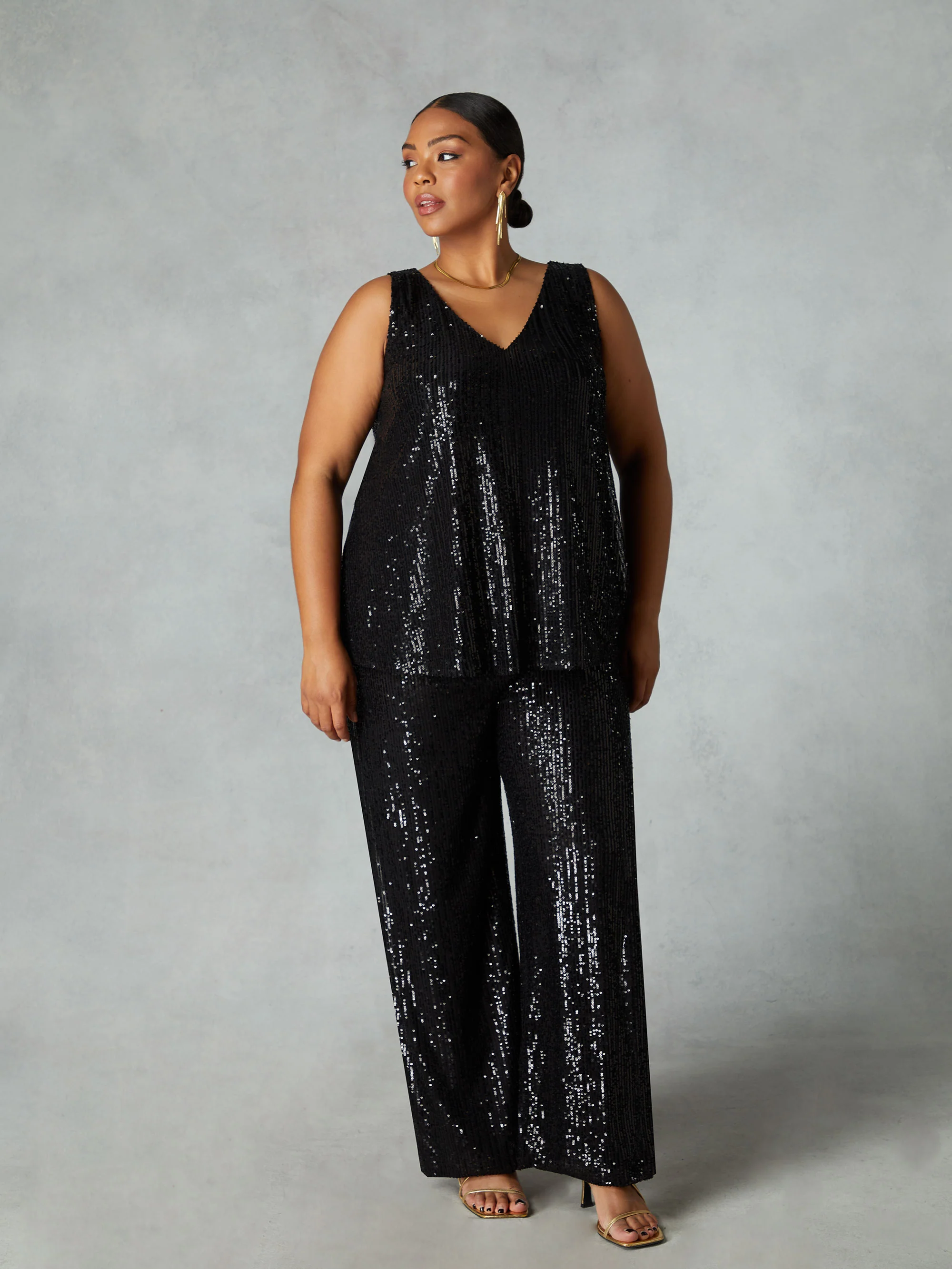 Black Sequin Trousers - Image 3