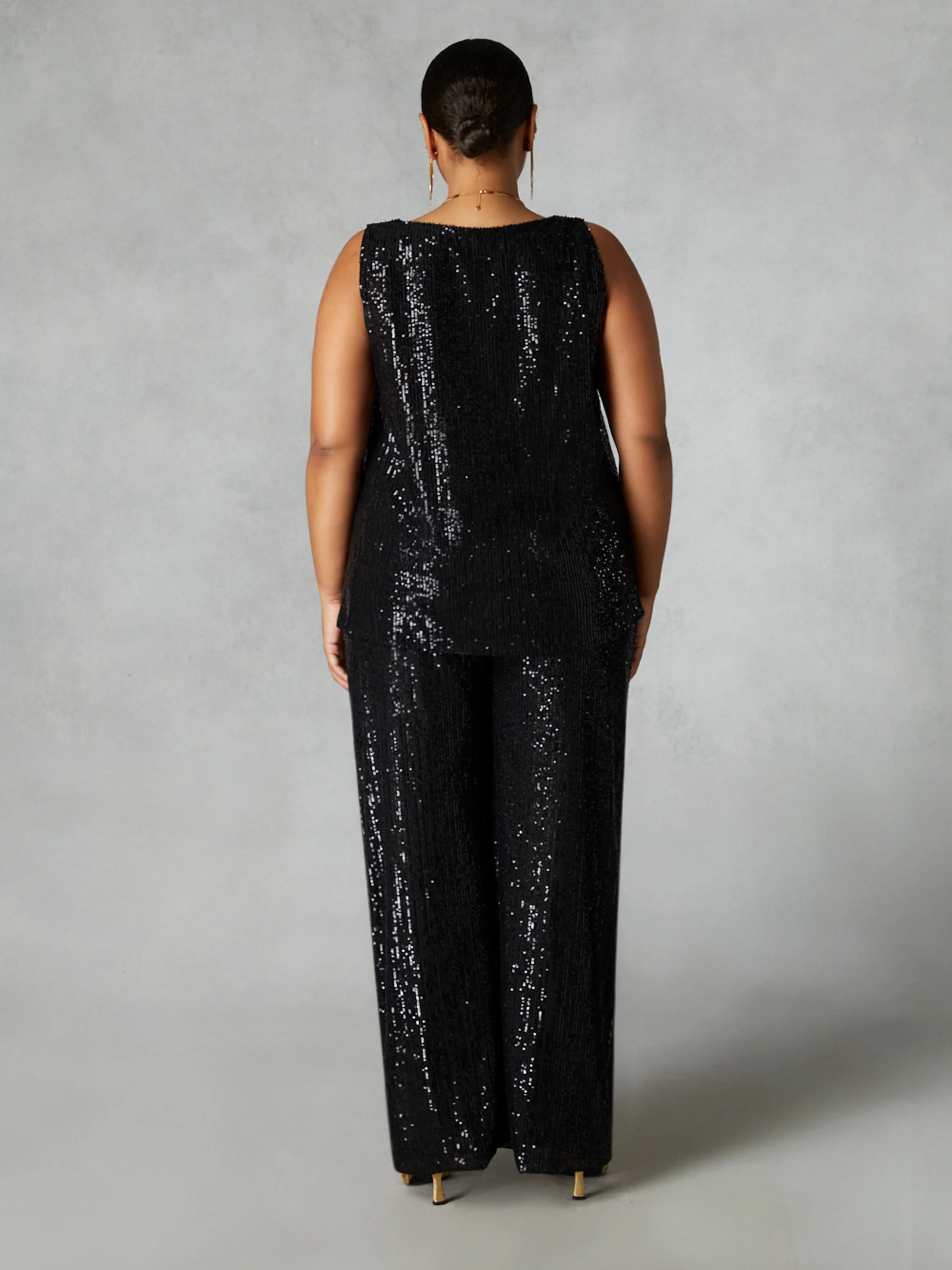 Black Sequin Vest Top - Image 3