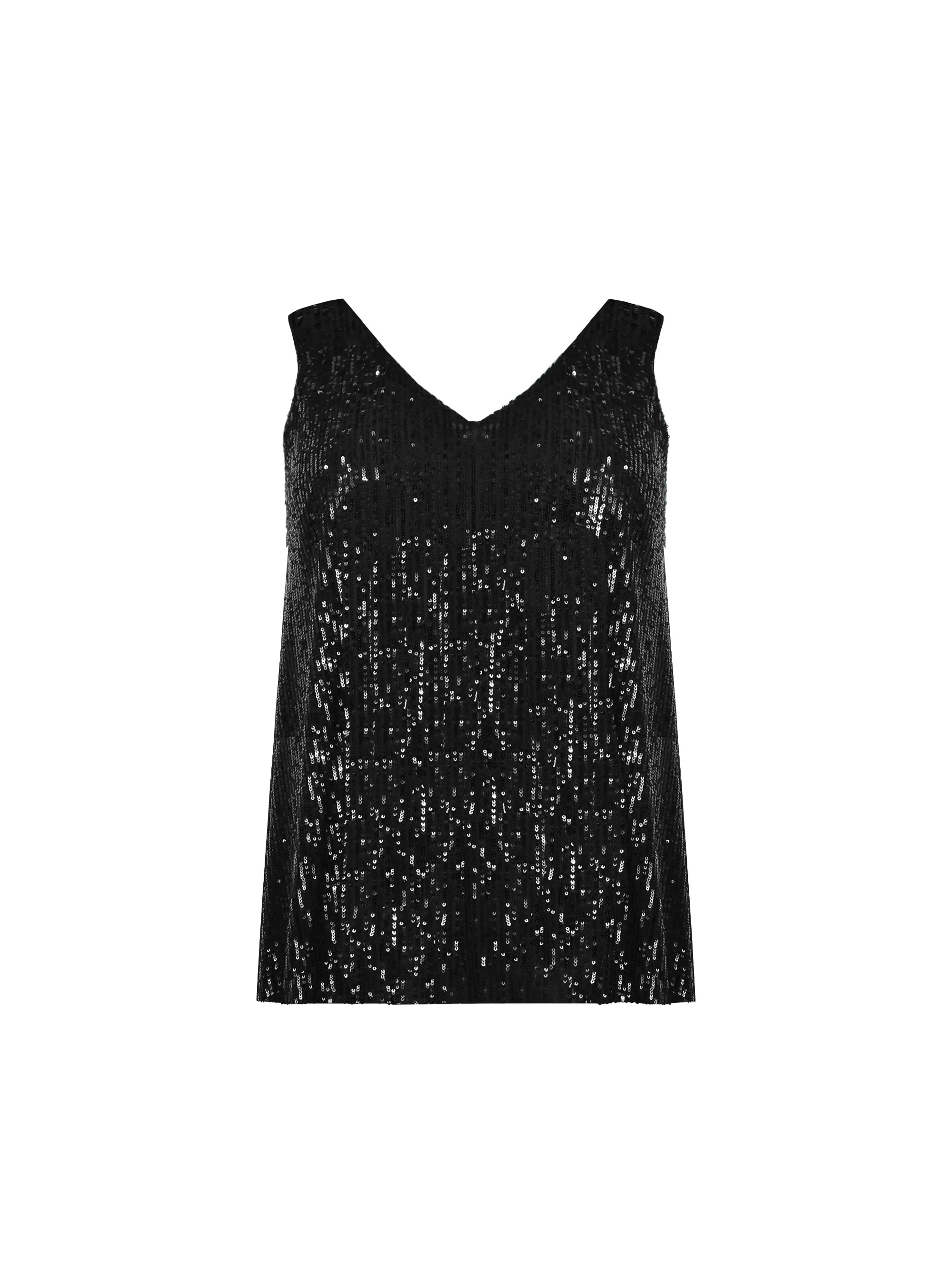 Black Sequin Vest Top - Image 4