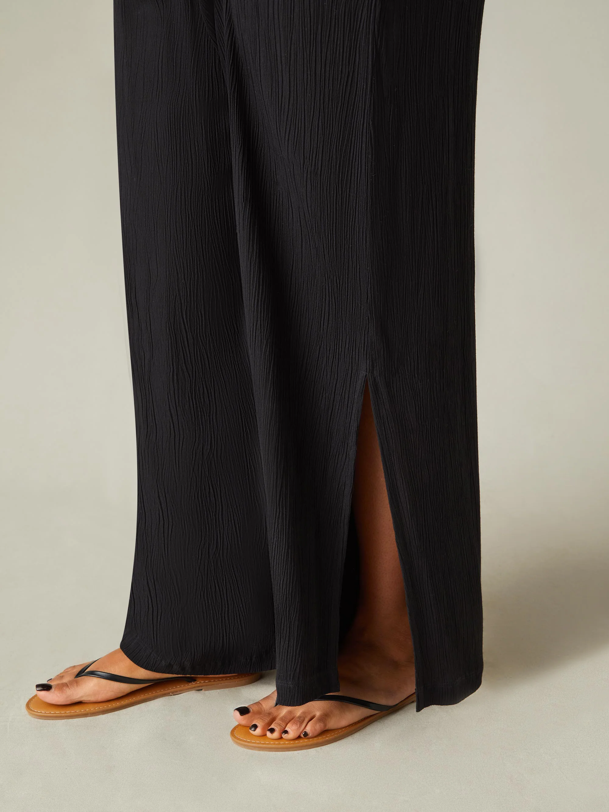 Black Shirred Waist Wide Leg Trousers - Image 5