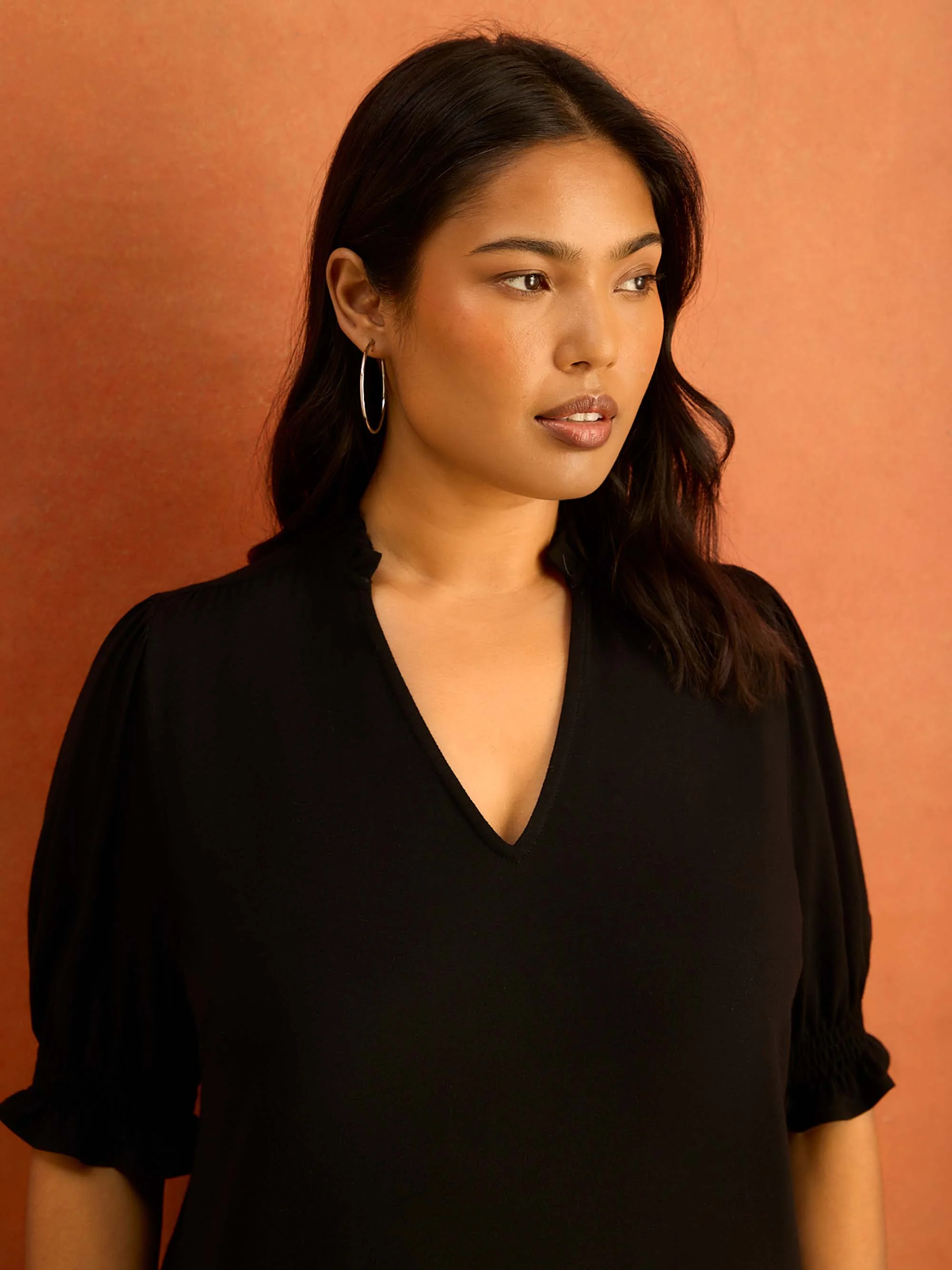 Black Short Sleeve Jersey Top - Image 2