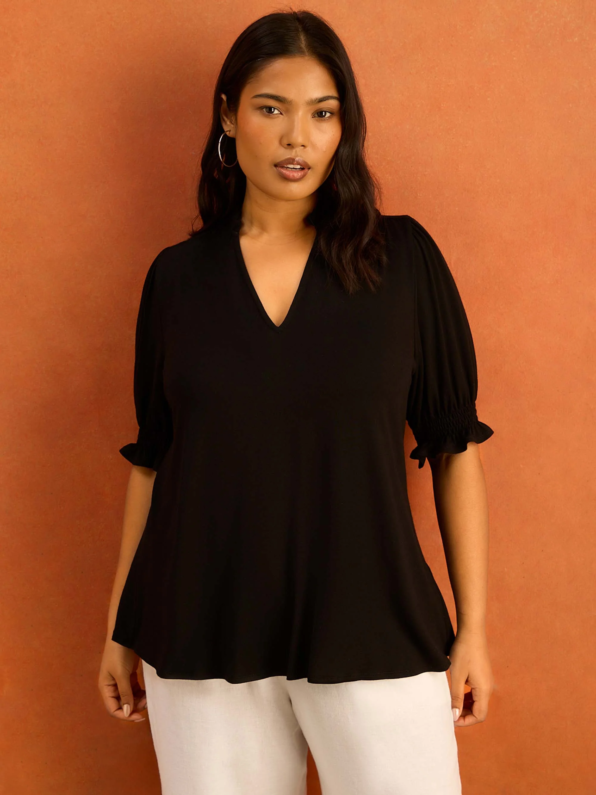 Black Short Sleeve Jersey Top - Image 3