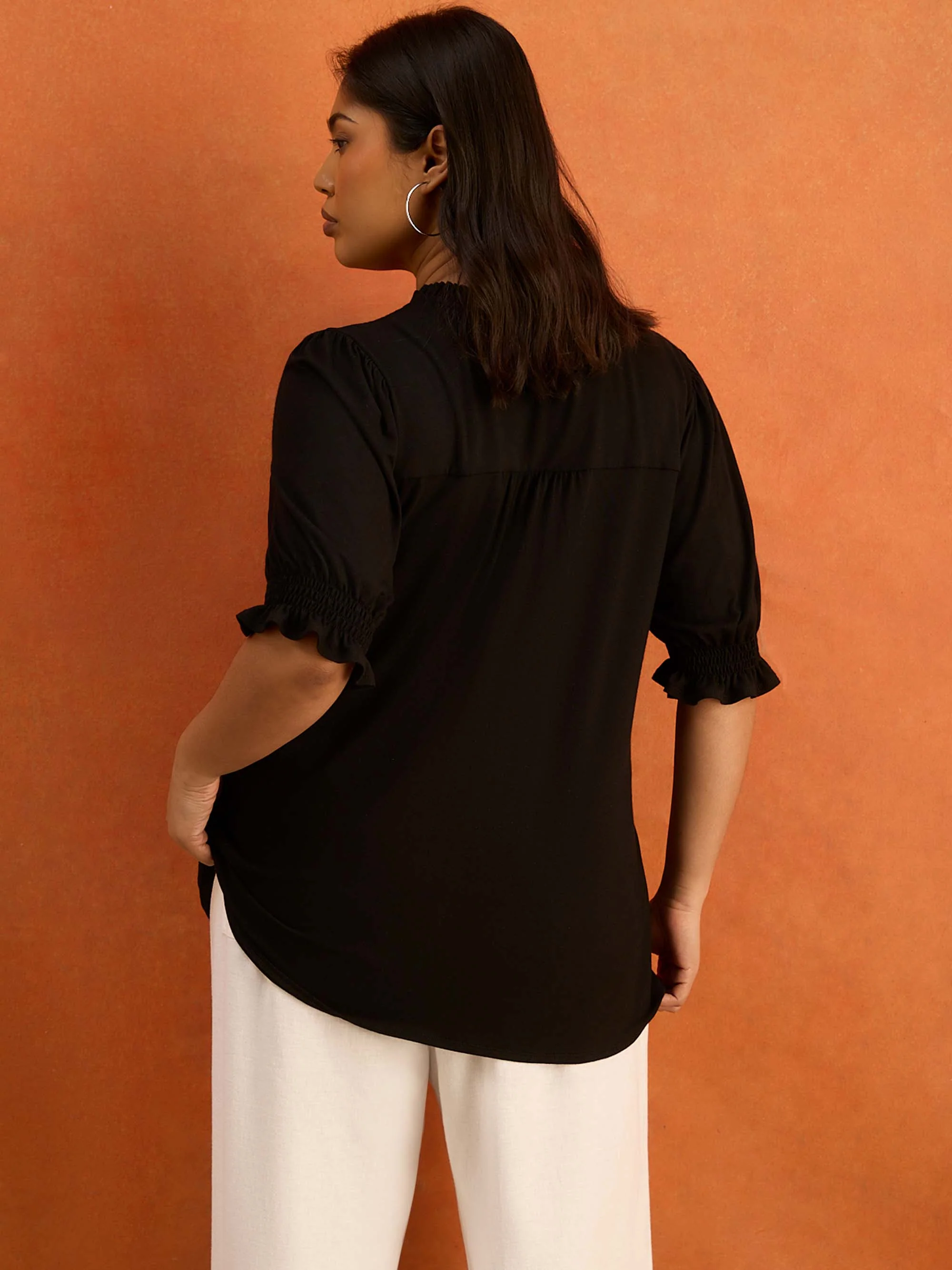 Black Short Sleeve Jersey Top - Image 4