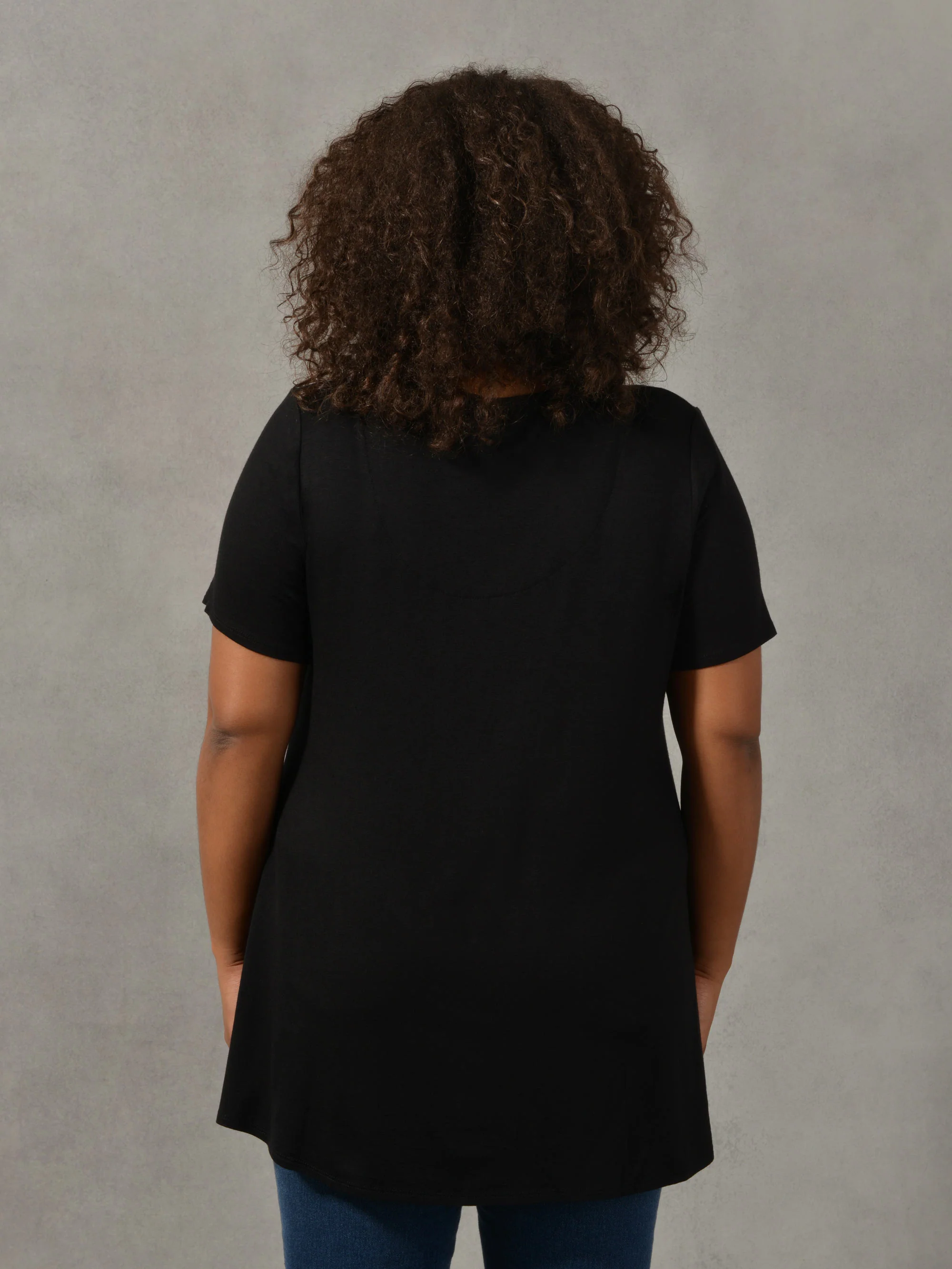 Black Short Sleeve Pleat Front Jersey Top - Image 2